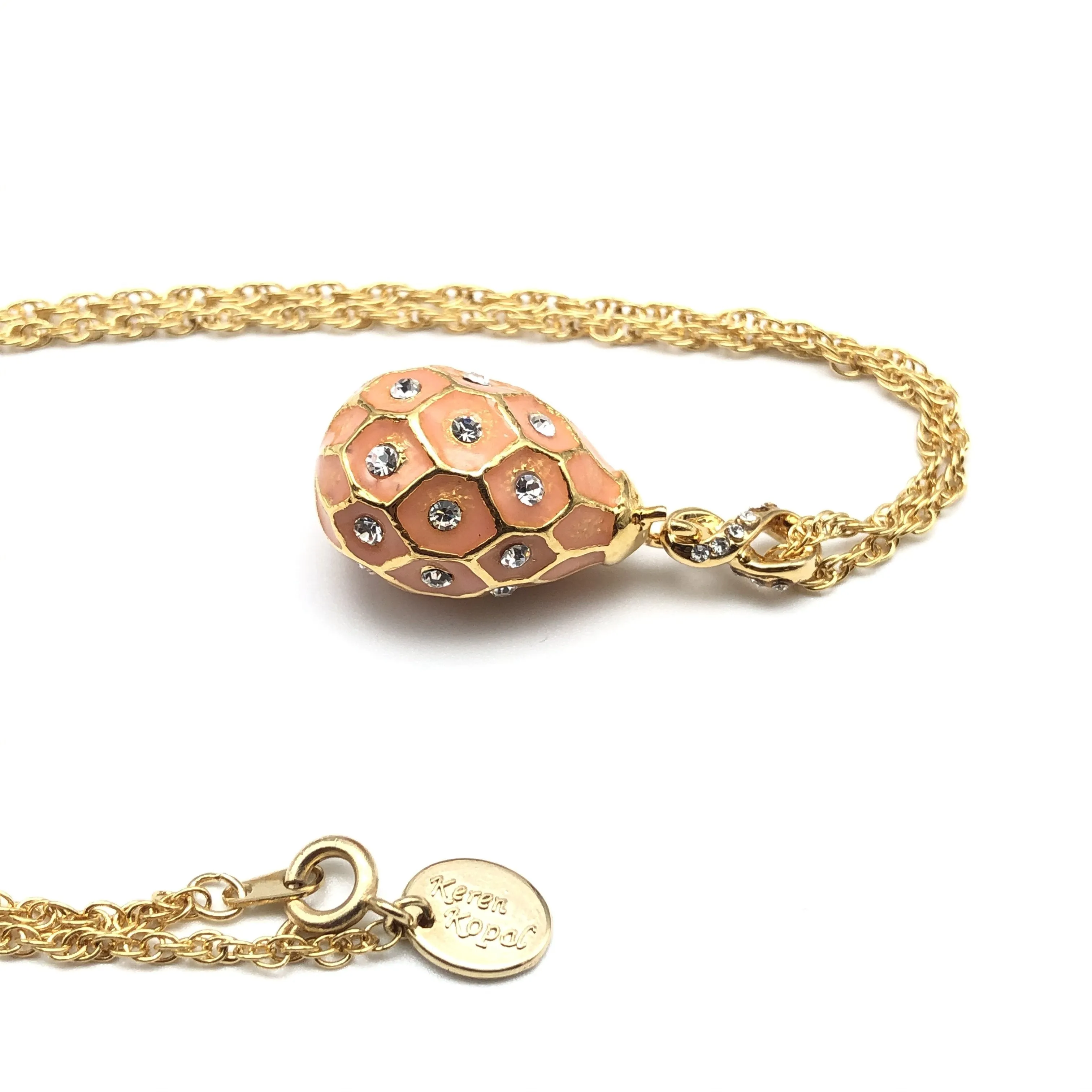 Pink Egg Pendant Gold Necklace