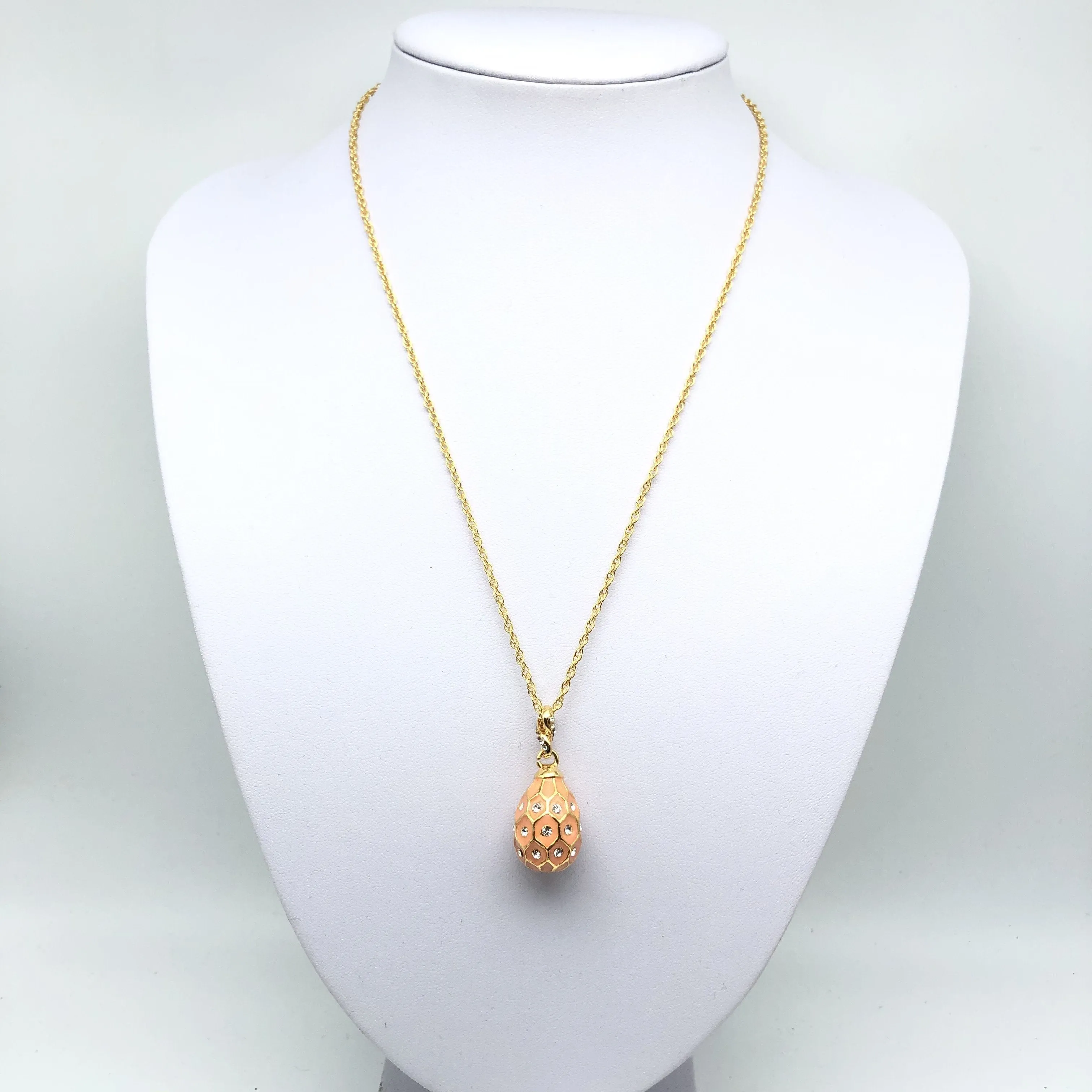 Pink Egg Pendant Gold Necklace