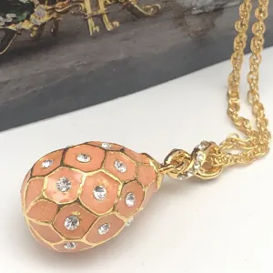 Pink Egg Pendant Gold Necklace