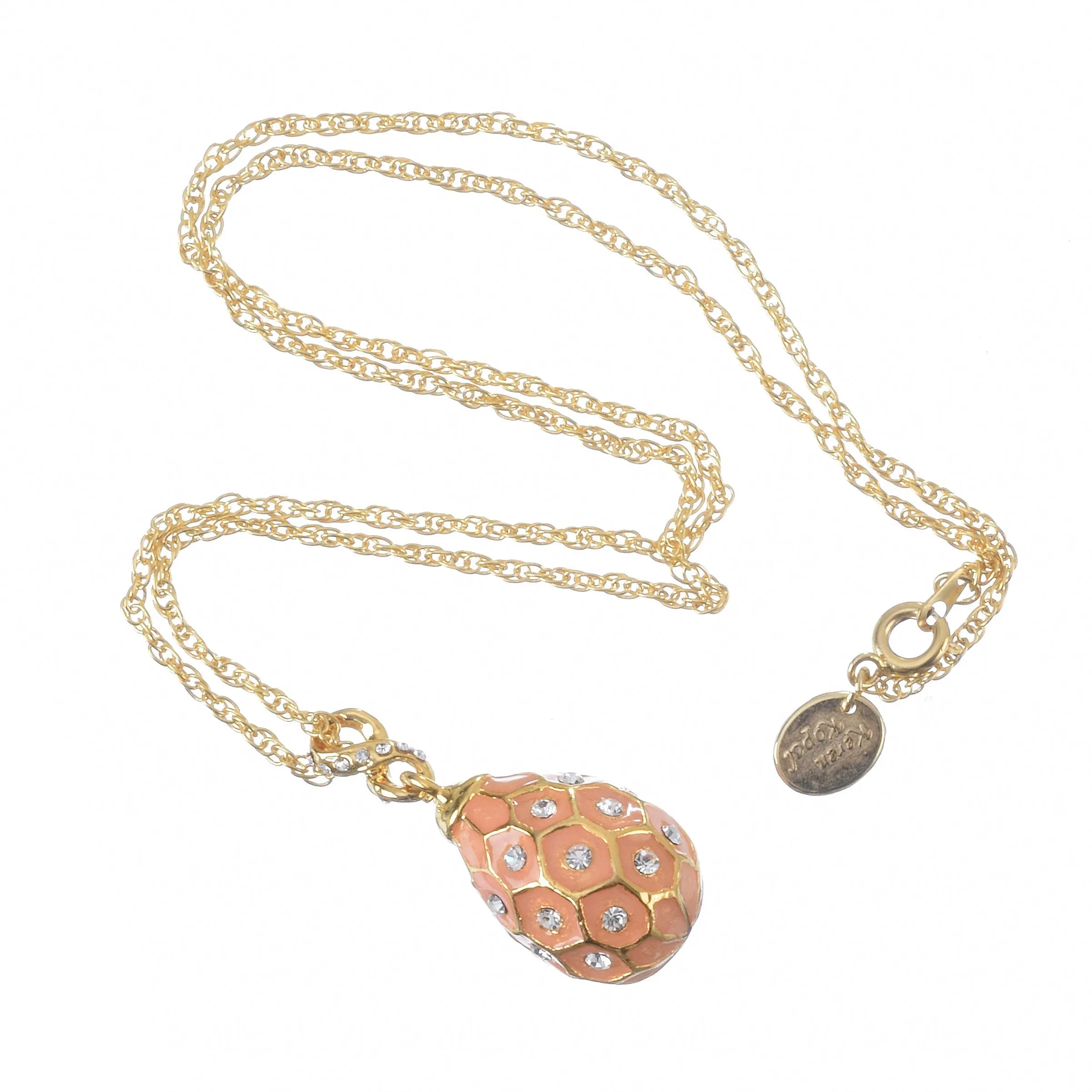 Pink Egg Pendant Gold Necklace