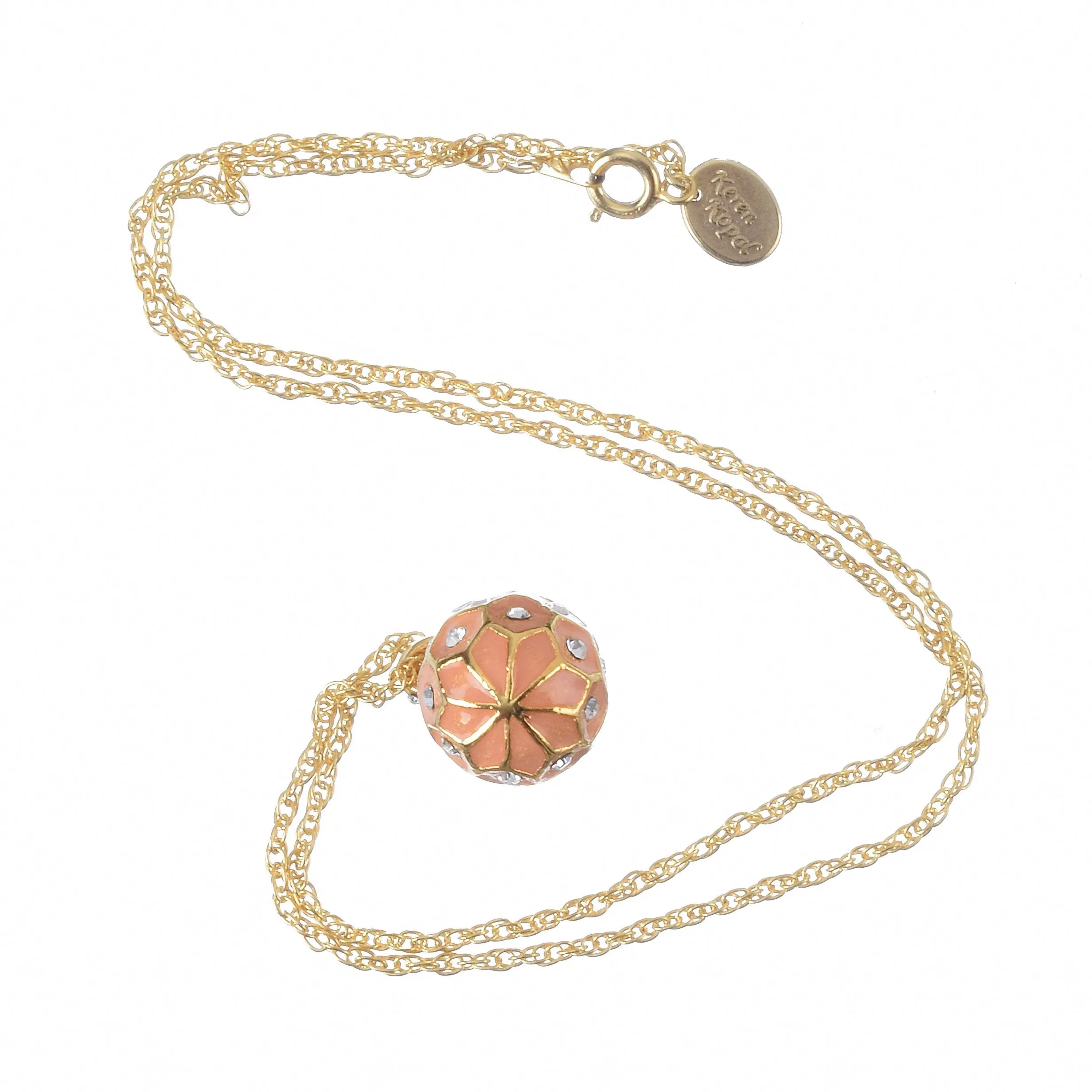 Pink Egg Pendant Gold Necklace