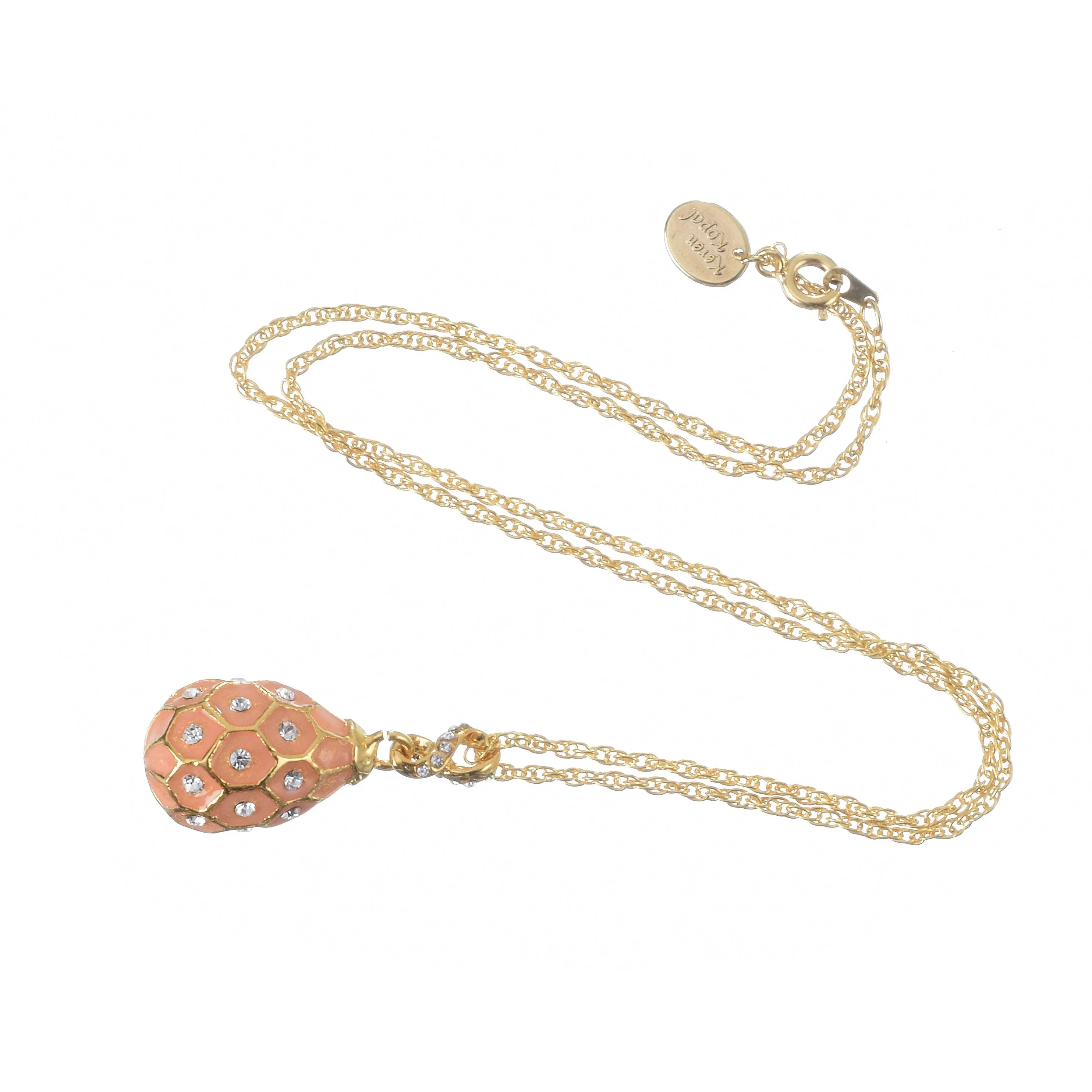 Pink Egg Pendant Gold Necklace