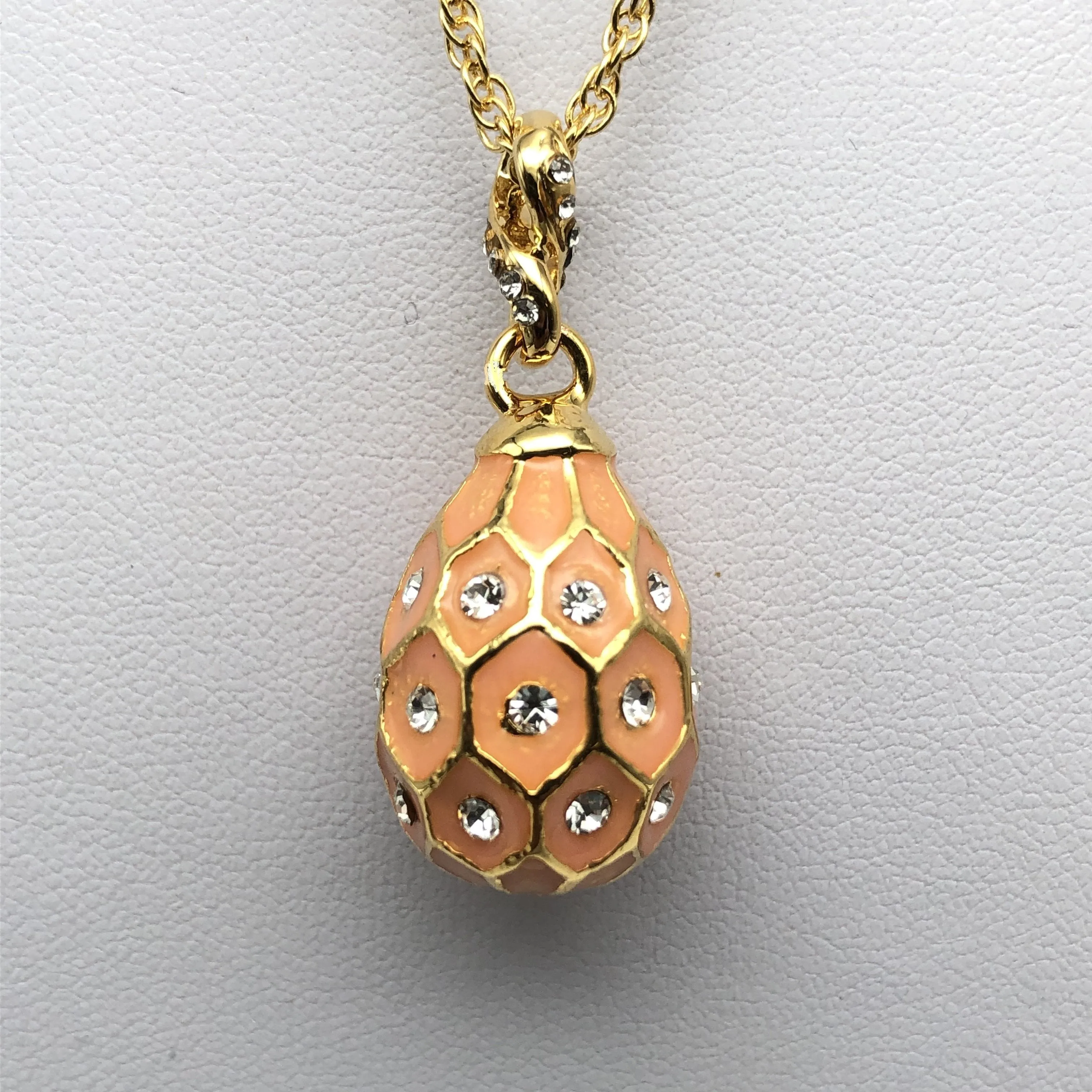 Pink Egg Pendant Gold Necklace