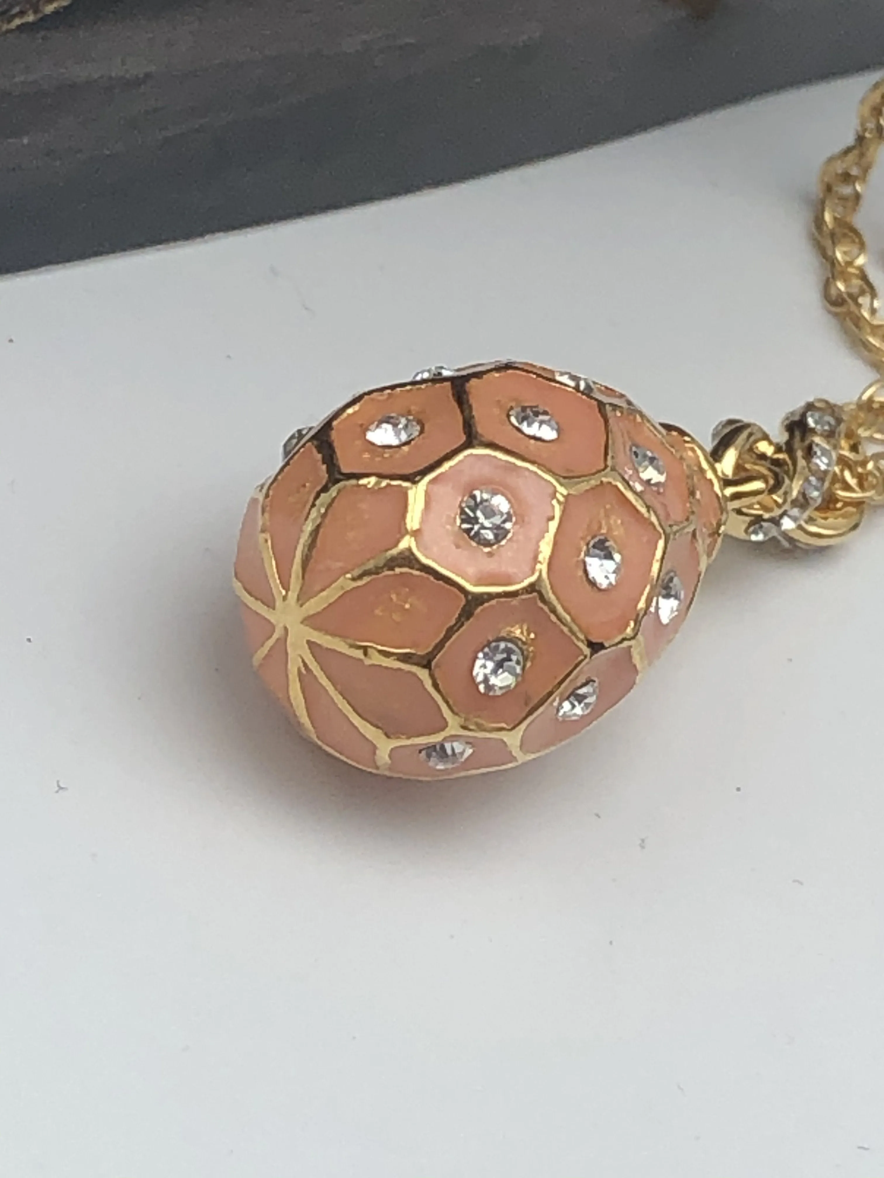 Pink Egg Pendant Gold Necklace