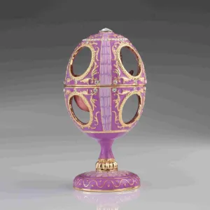 Pink Faberge Egg with Pink Rose Inside