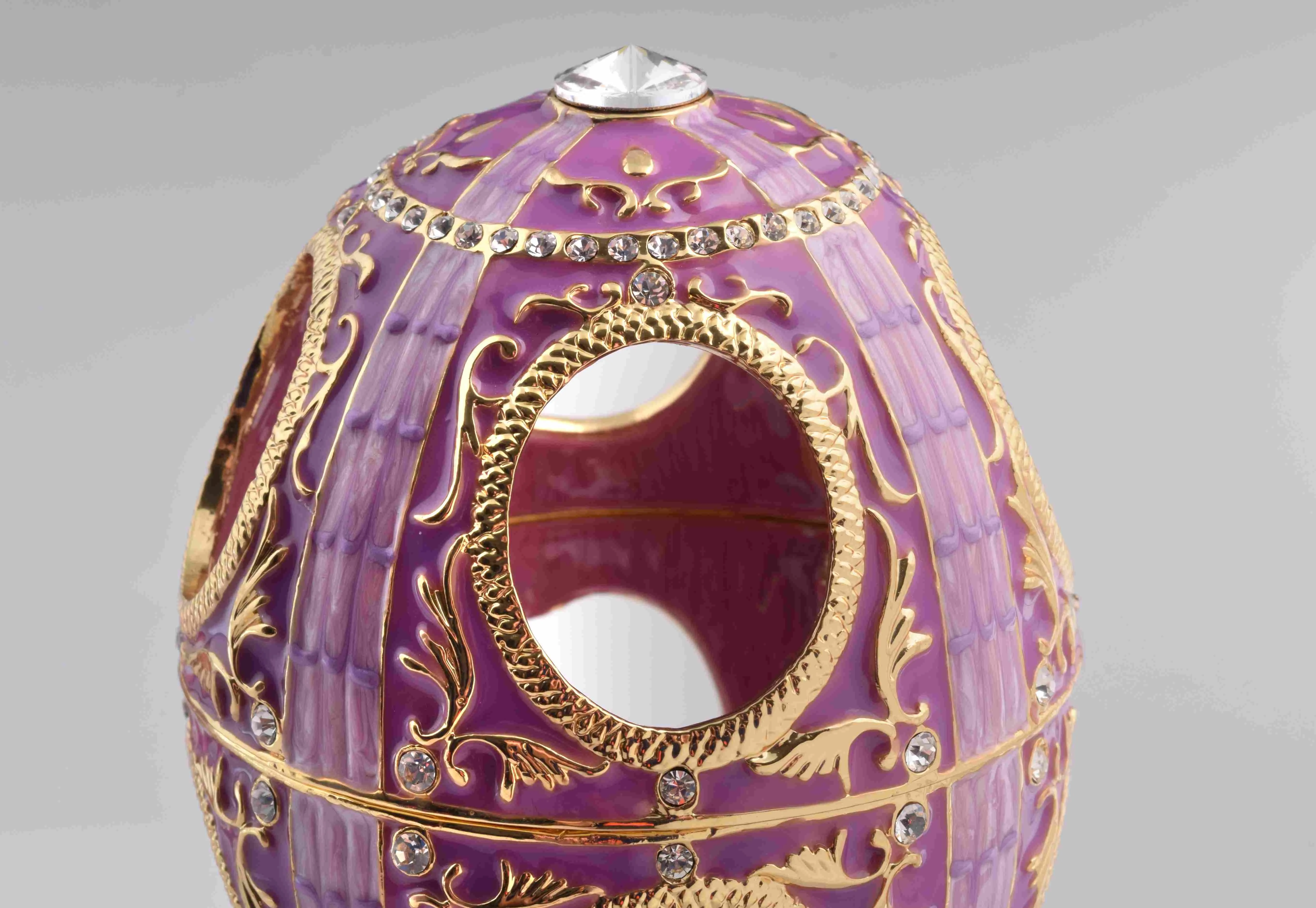 Pink Faberge Egg with Pink Rose Inside