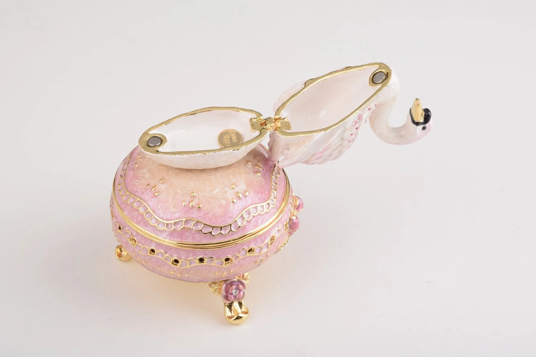 Pink Faberge Egg with Swan