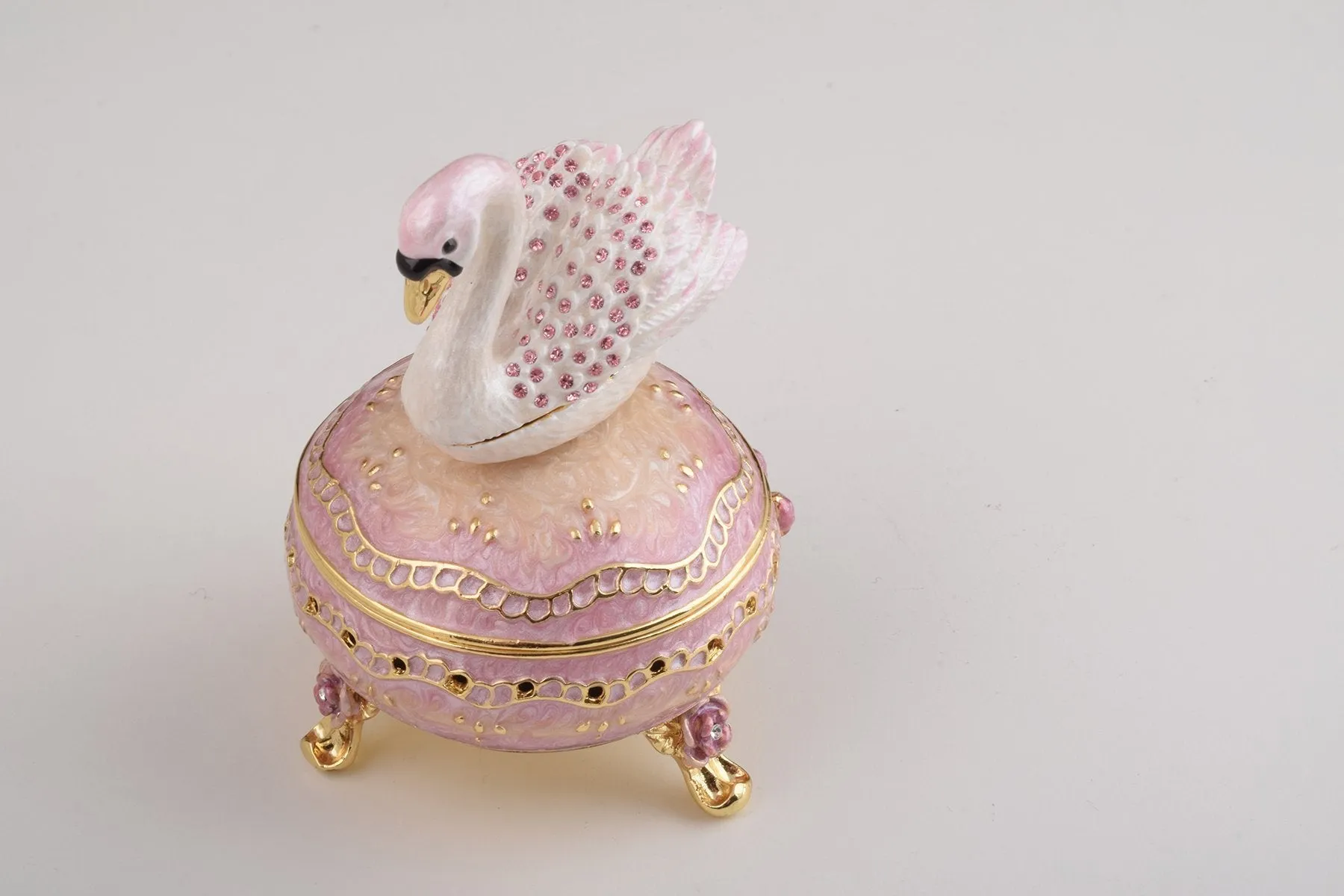 Pink Faberge Egg with Swan