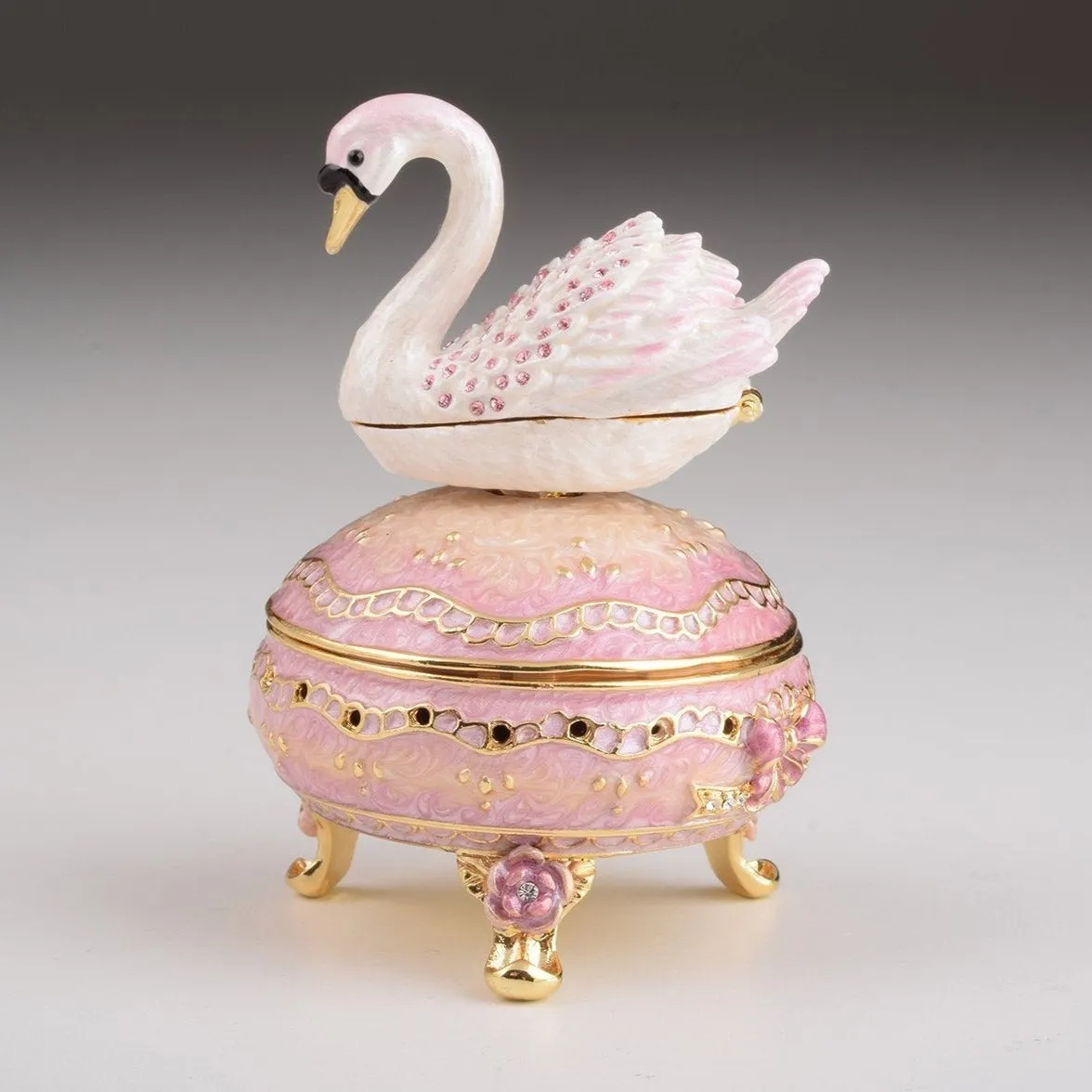 Pink Faberge Egg with Swan