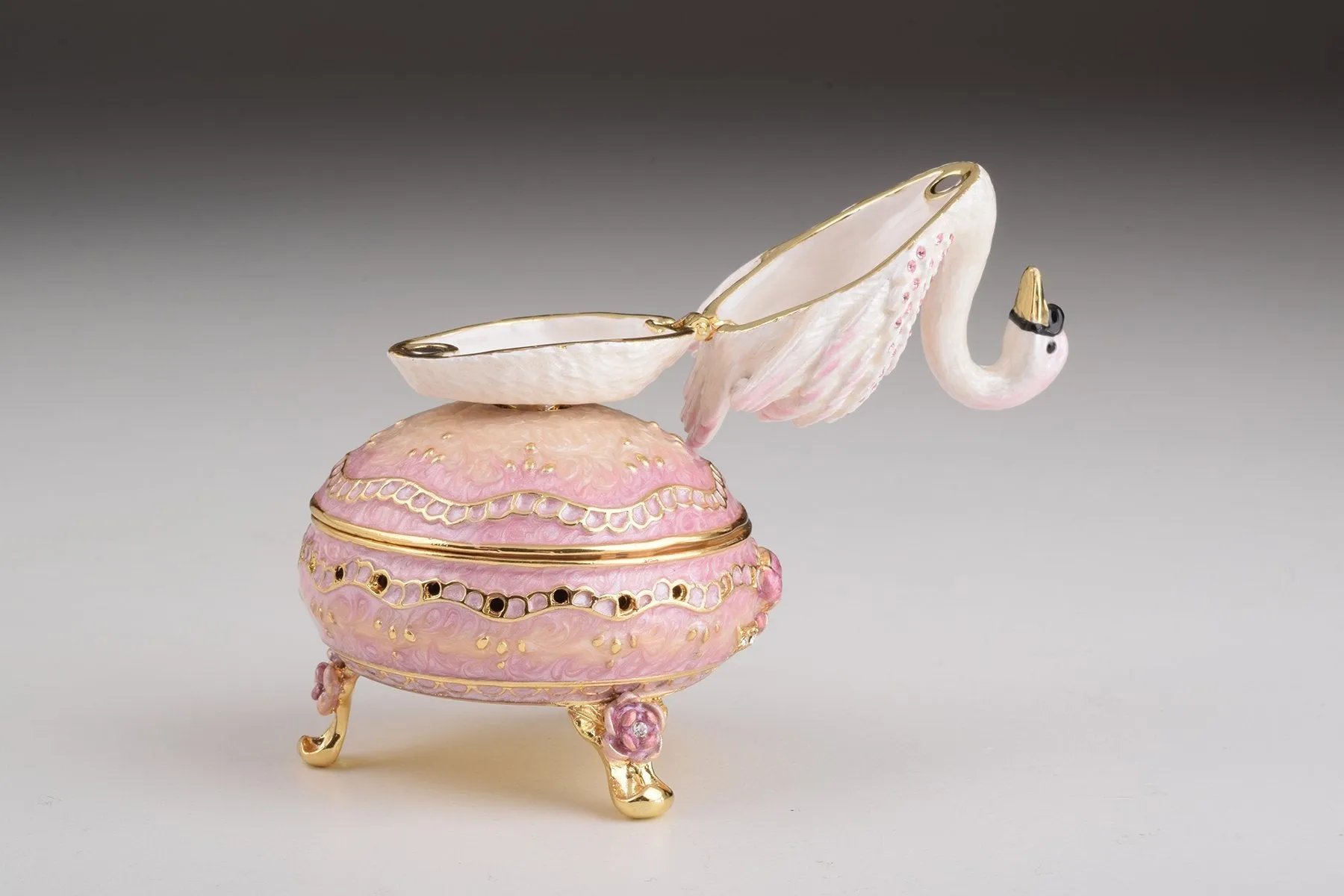 Pink Faberge Egg with Swan
