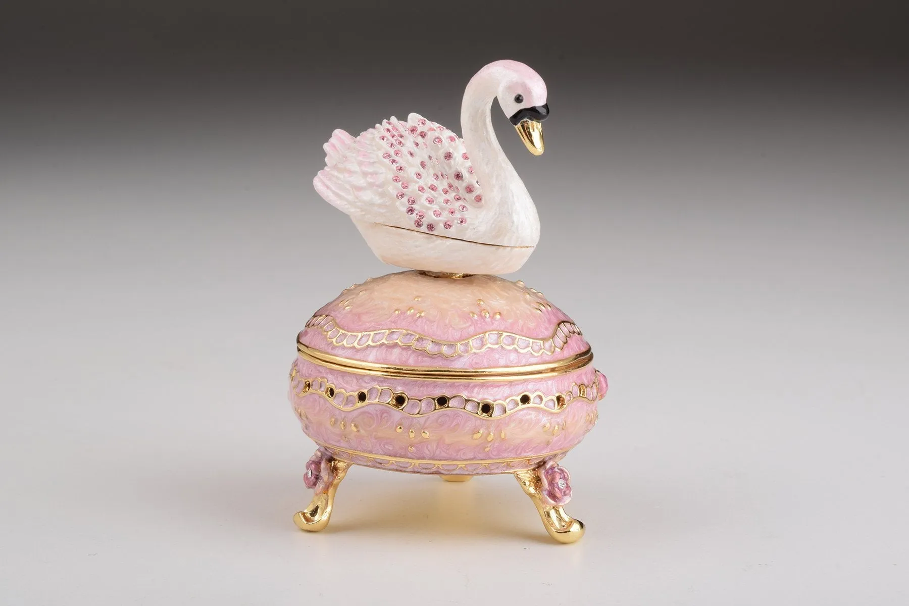 Pink Faberge Egg with Swan