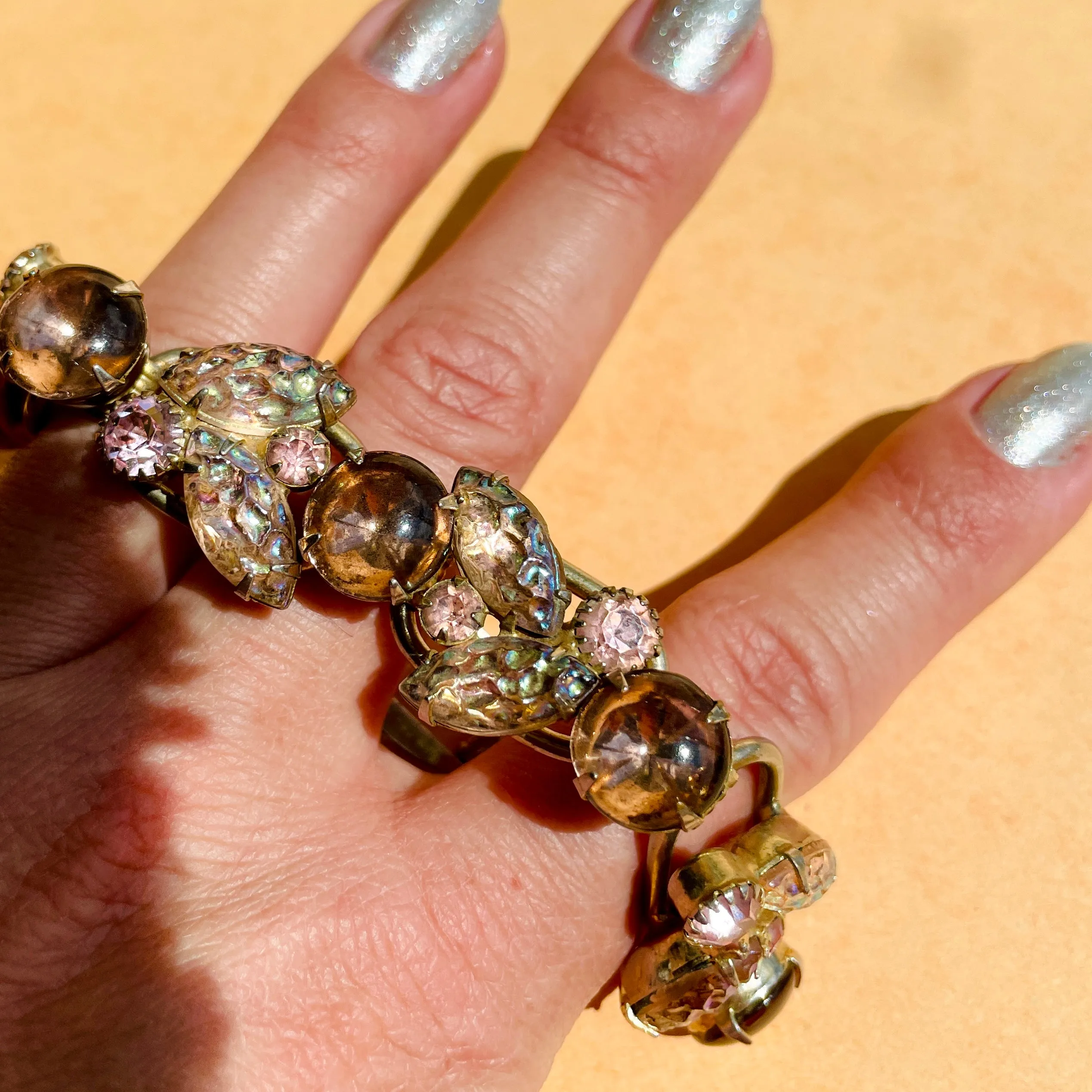 Pink Julian Cabochon   Carved Gem Bracelet