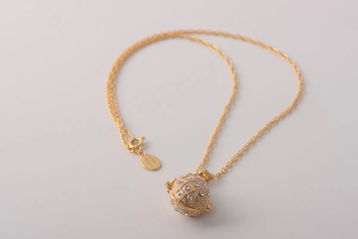 Pink Pendant Necklace with an Apple Inside