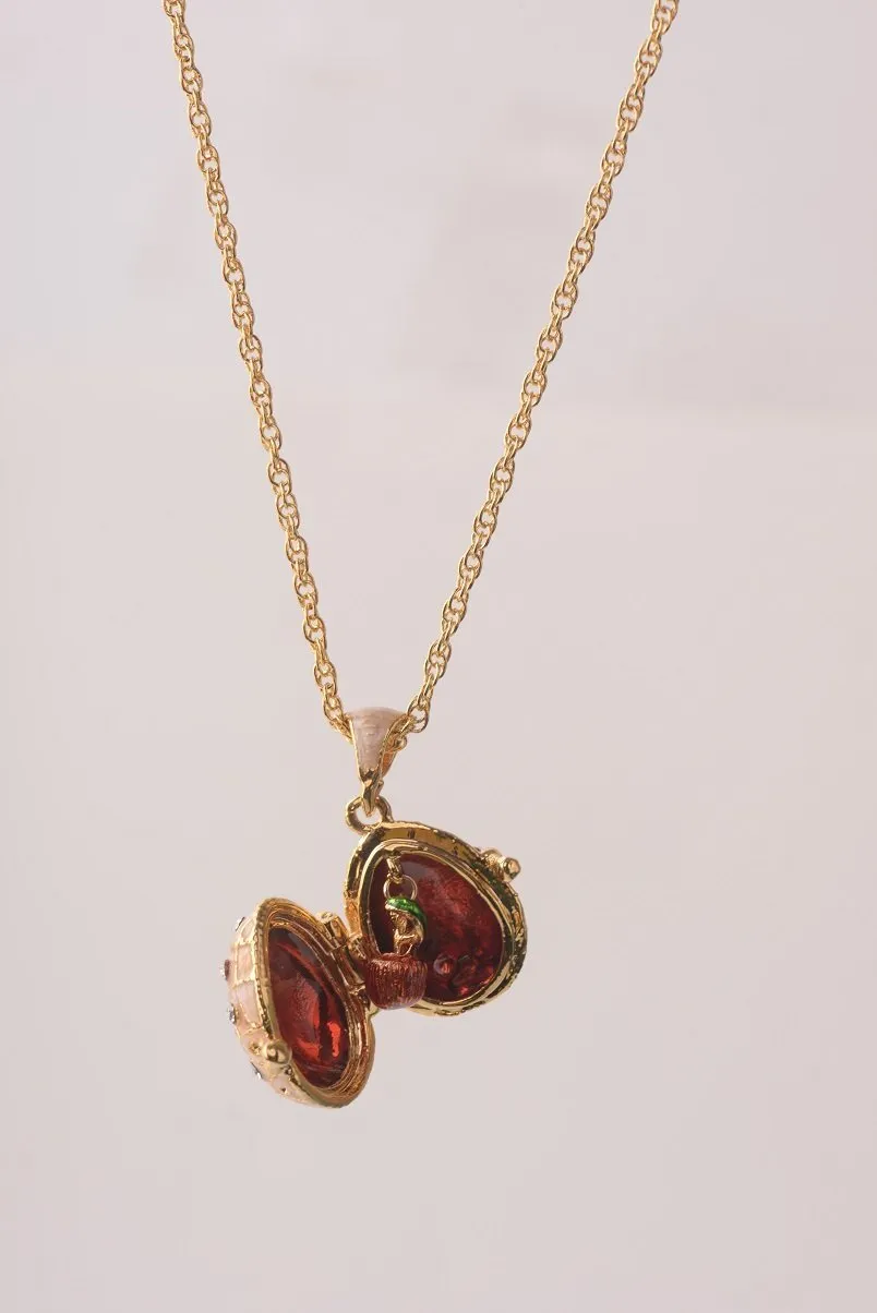 Pink Pendant Necklace with an Apple Inside