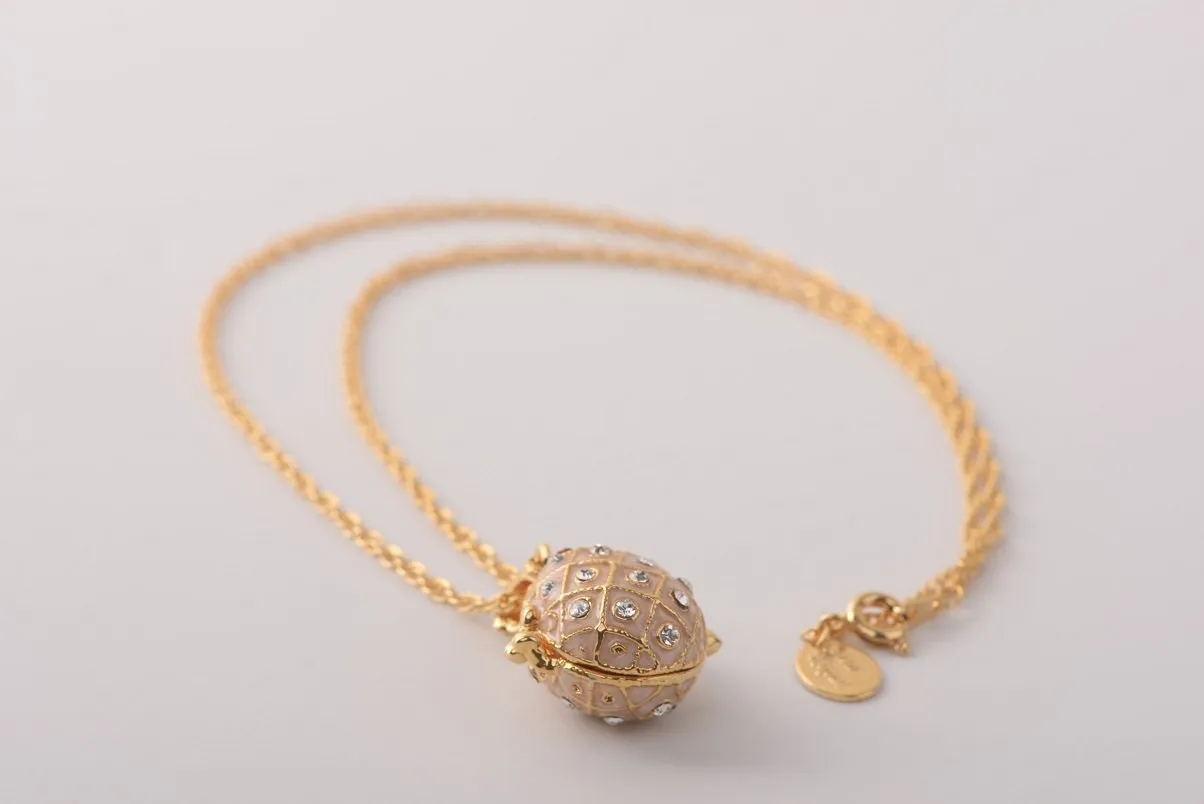 Pink Pendant Necklace with an Apple Inside