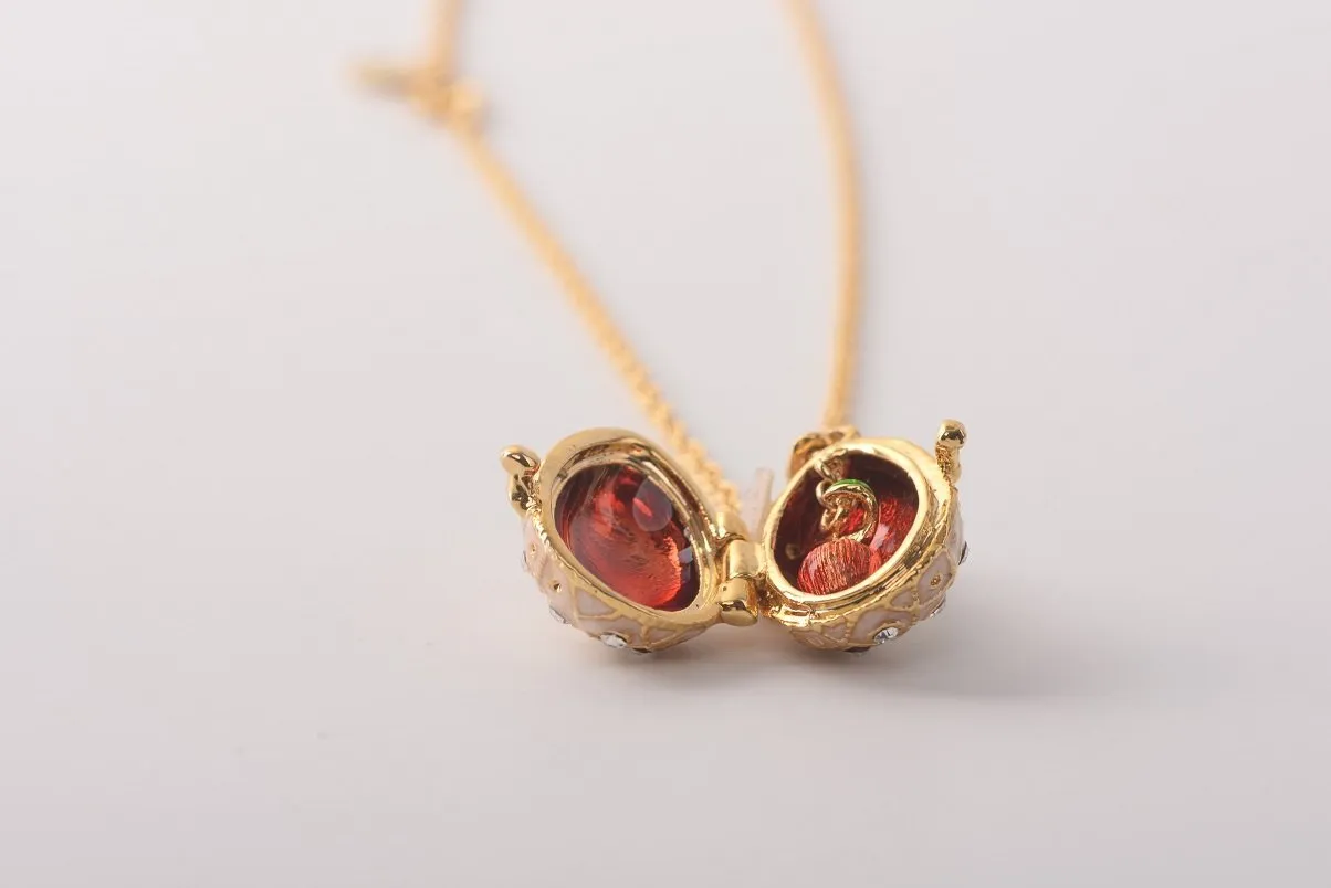 Pink Pendant Necklace with an Apple Inside