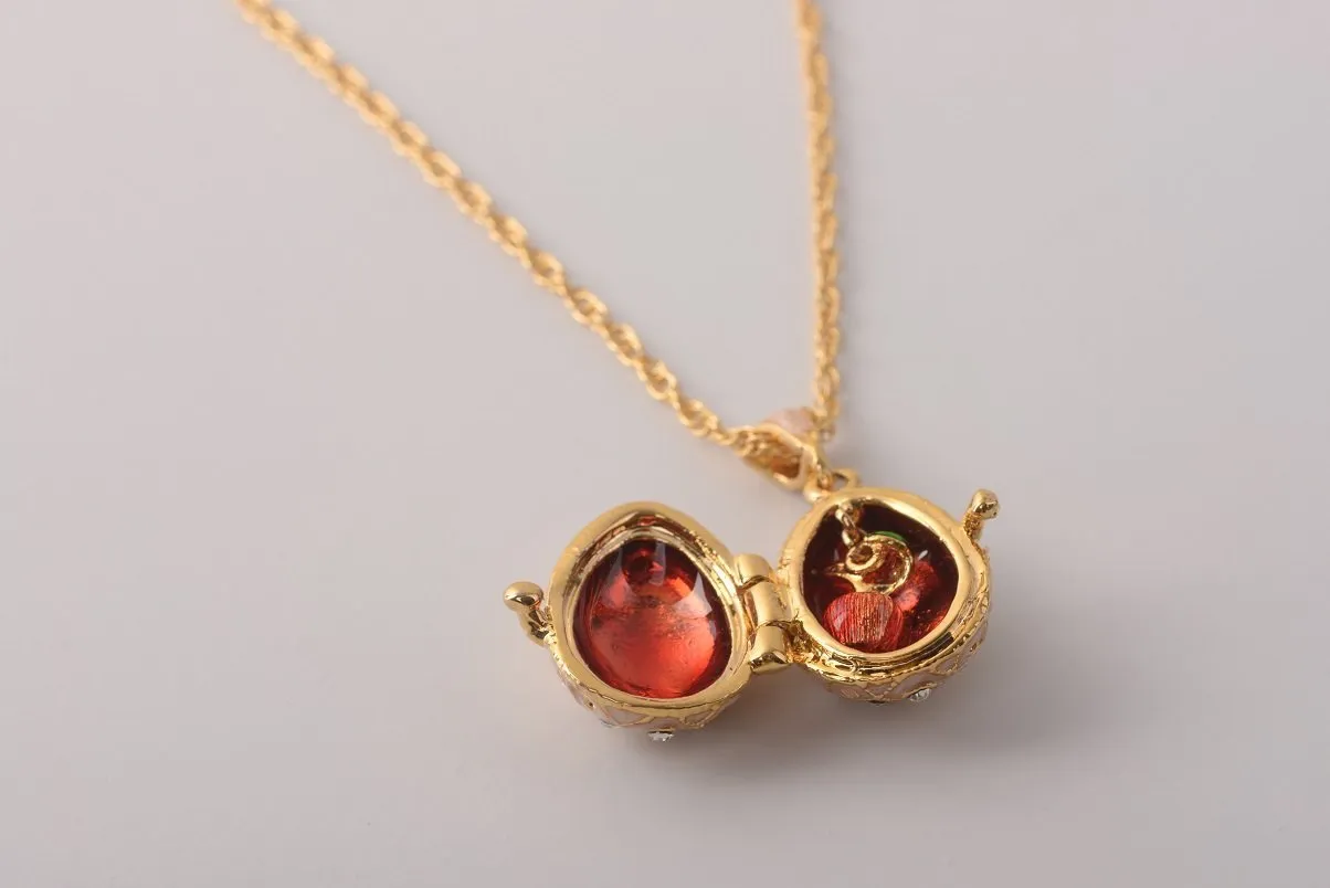 Pink Pendant Necklace with an Apple Inside