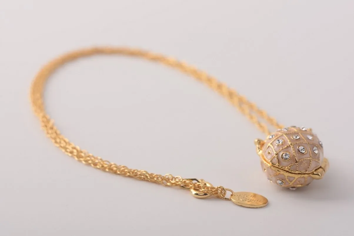 Pink Pendant Necklace with an Apple Inside