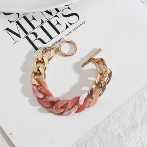 Pink Resin & 18K Gold-Plated Curb Chain Toggle Bracelet