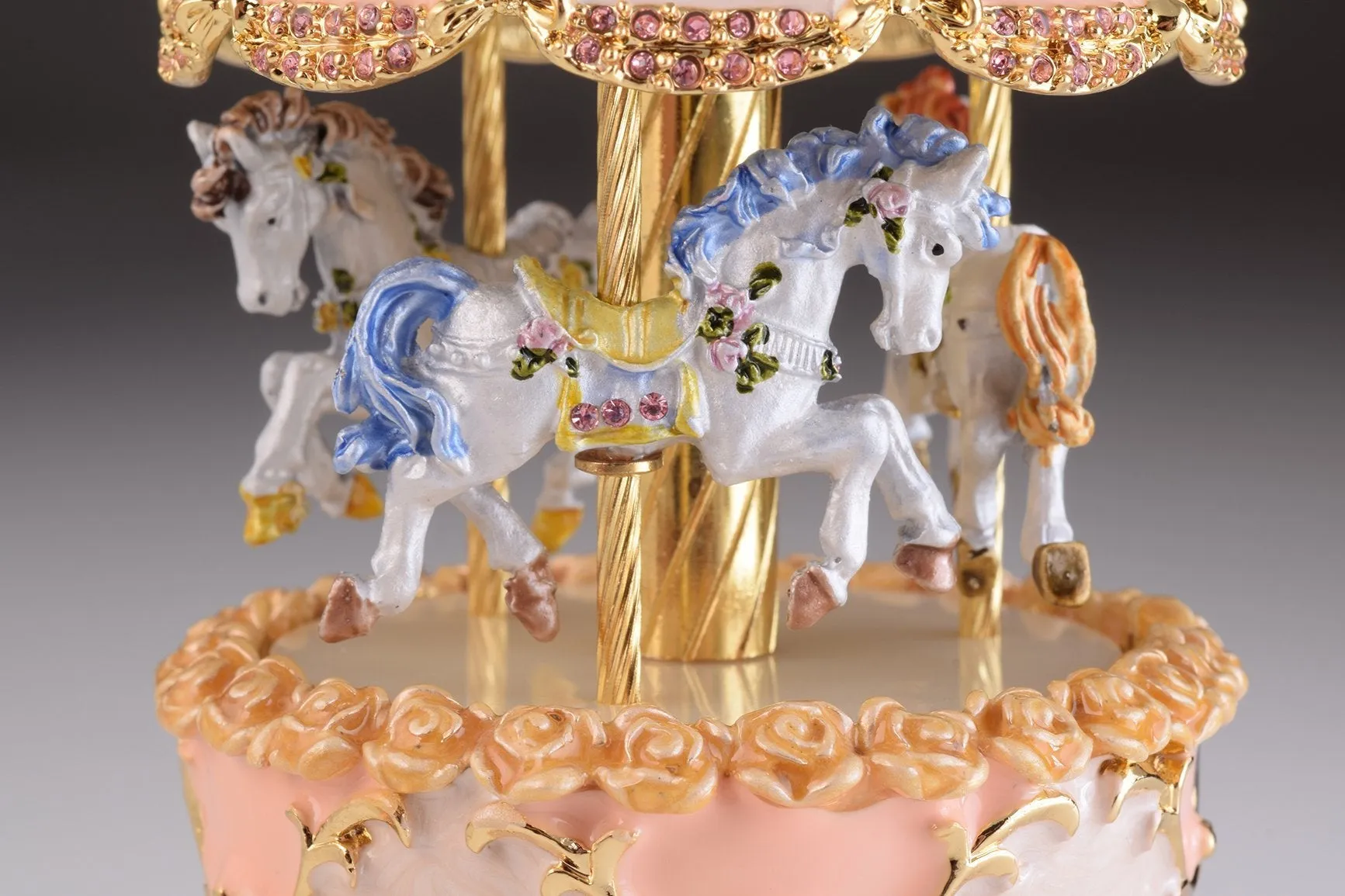 Pink Wind up Carousel Faberge Egg