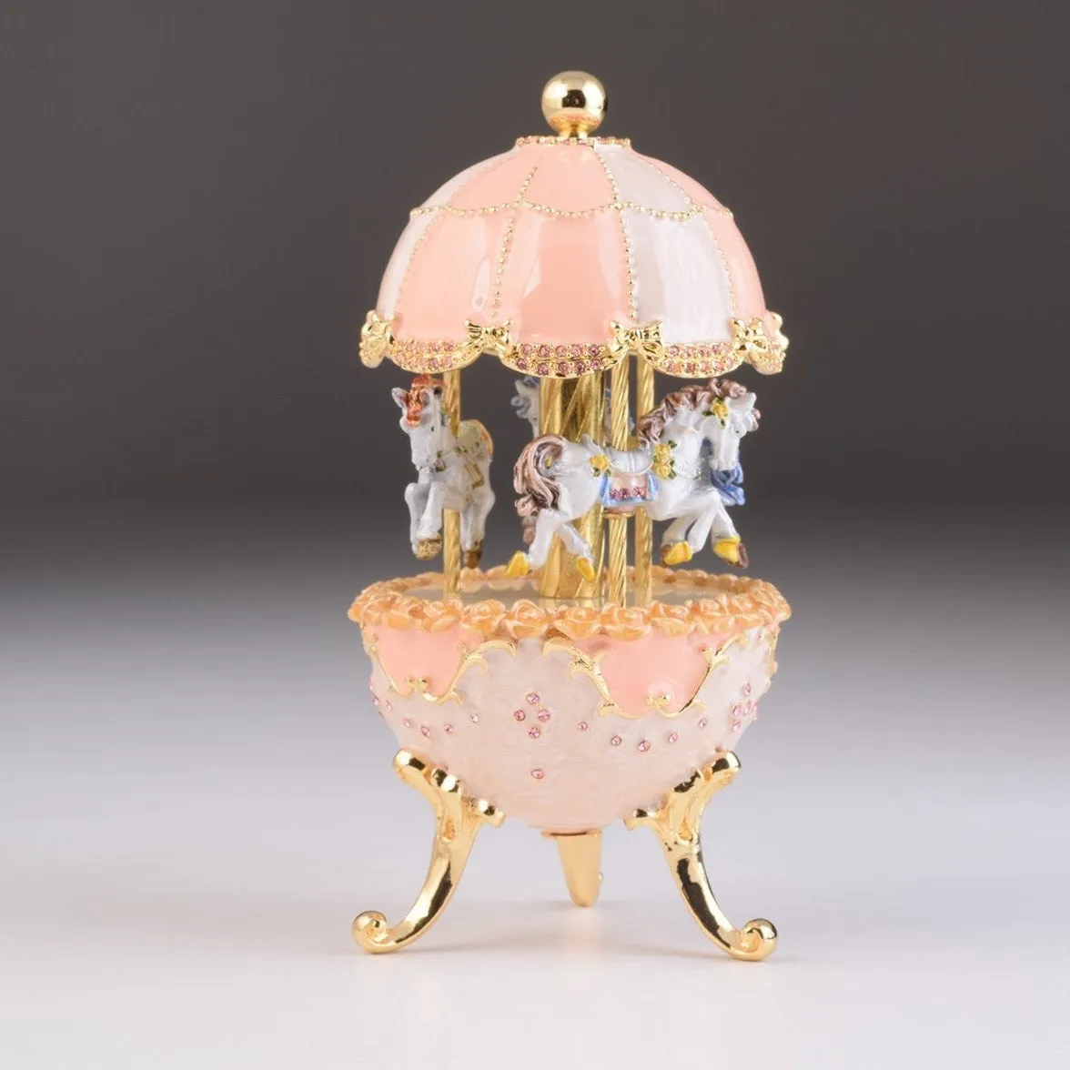 Pink Wind up Carousel Faberge Egg