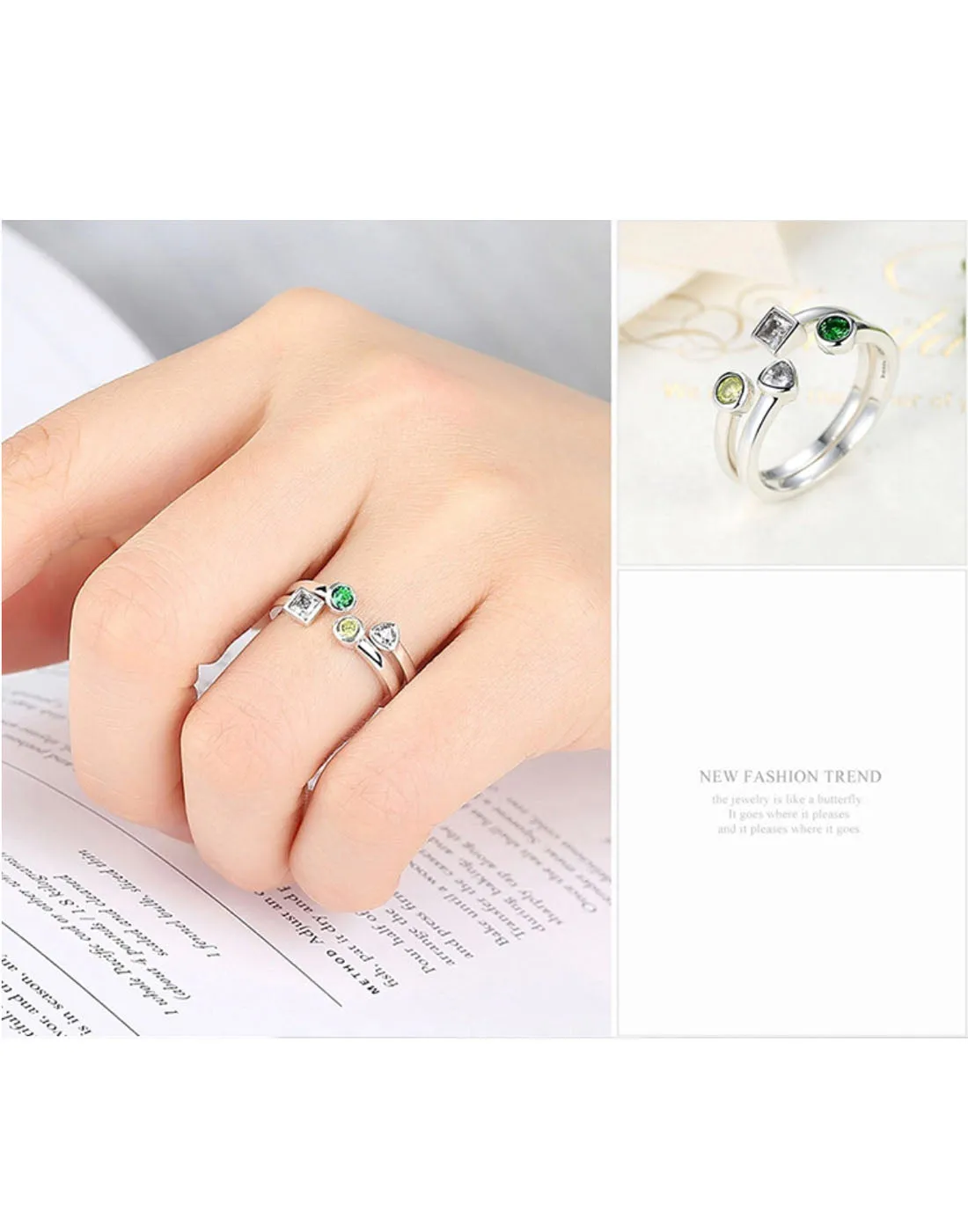 Platinum Plated Elegant Austrian Crystal Ring Set