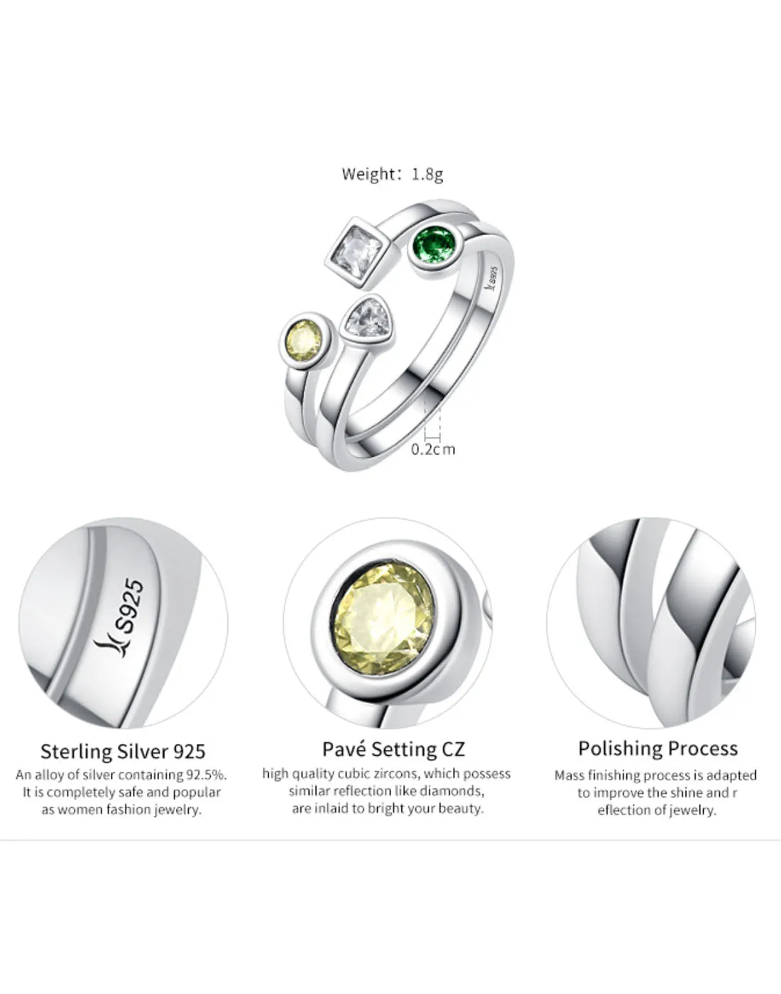 Platinum Plated Elegant Austrian Crystal Ring Set