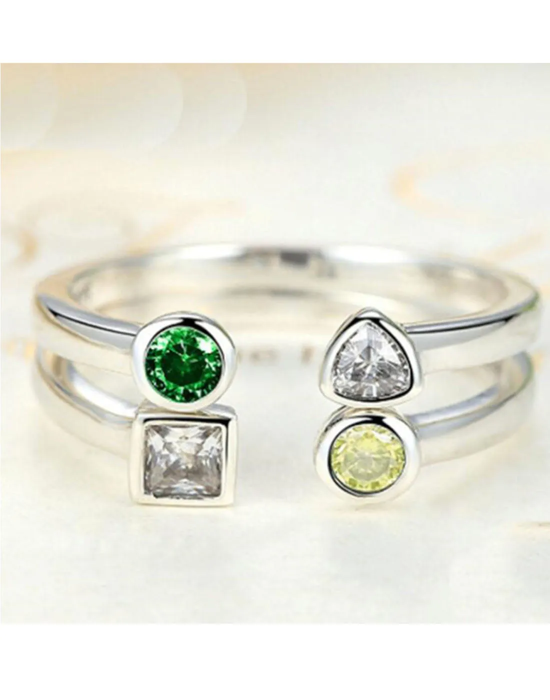 Platinum Plated Elegant Austrian Crystal Ring Set