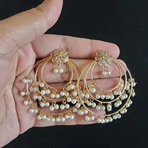 Prathyusha and Sreya Polki Light Weight Chandbalis Pearl