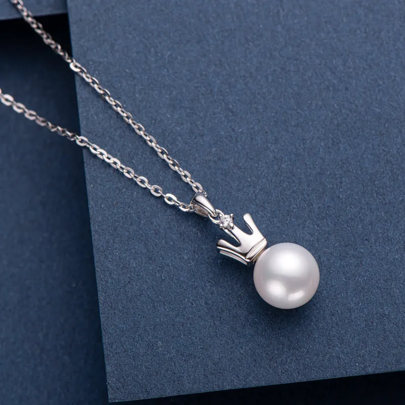 Princess Crown Geniune Freshwater Pearl Pendant Necklace