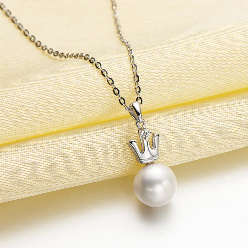 Princess Crown Geniune Freshwater Pearl Pendant Necklace