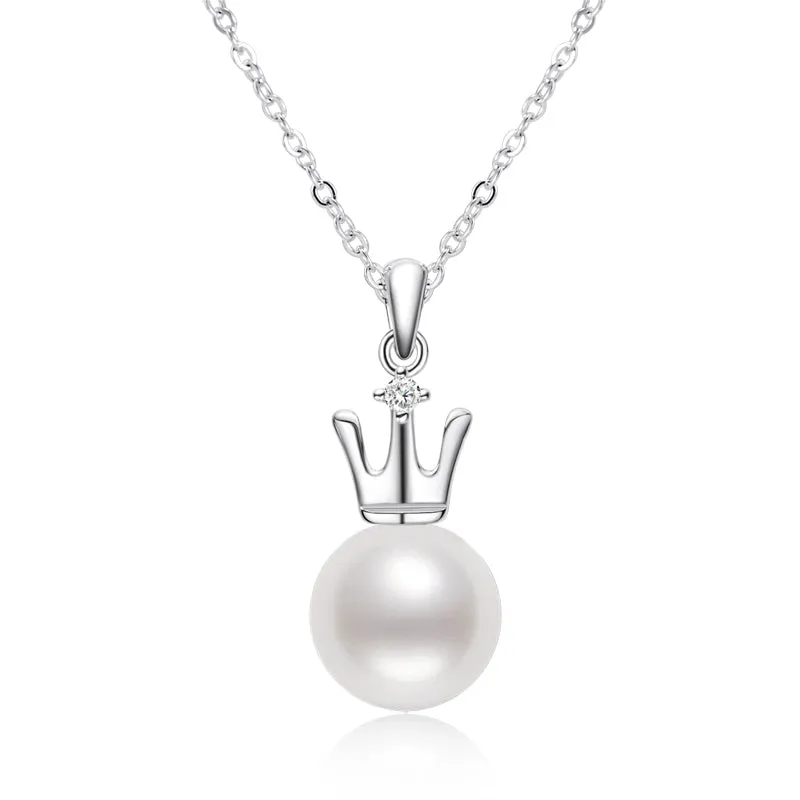 Princess Crown Geniune Freshwater Pearl Pendant Necklace