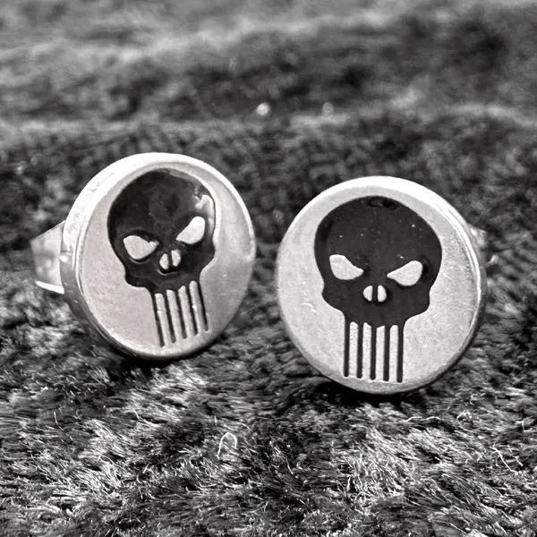 Punisher Skull Earrings (#c491)