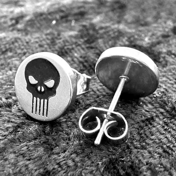 Punisher Skull Earrings (#c491)