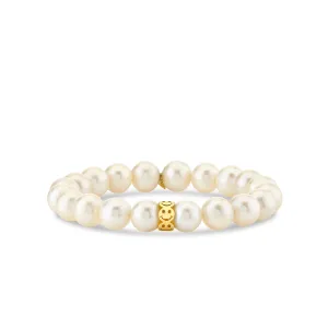 Pure Gold Happy Face Rondelle on Pearl