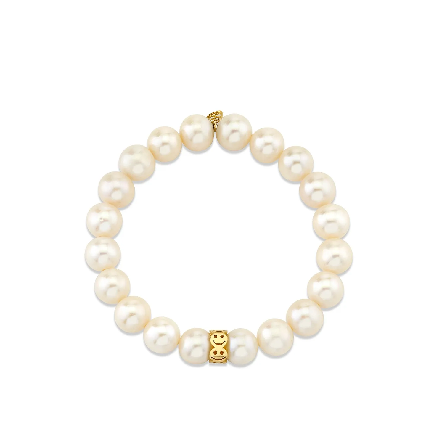 Pure Gold Happy Face Rondelle on Pearl