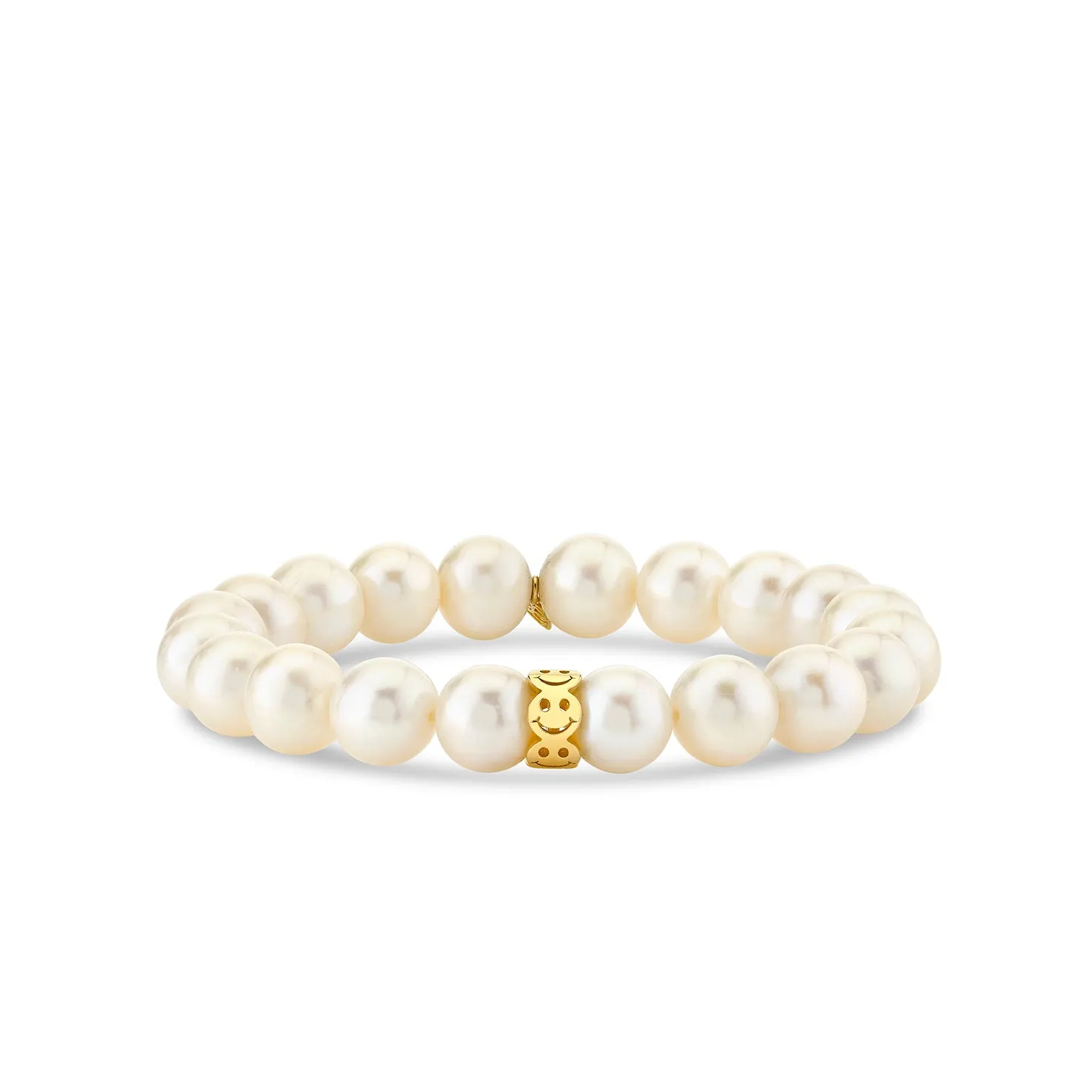 Pure Gold Happy Face Rondelle on Pearl