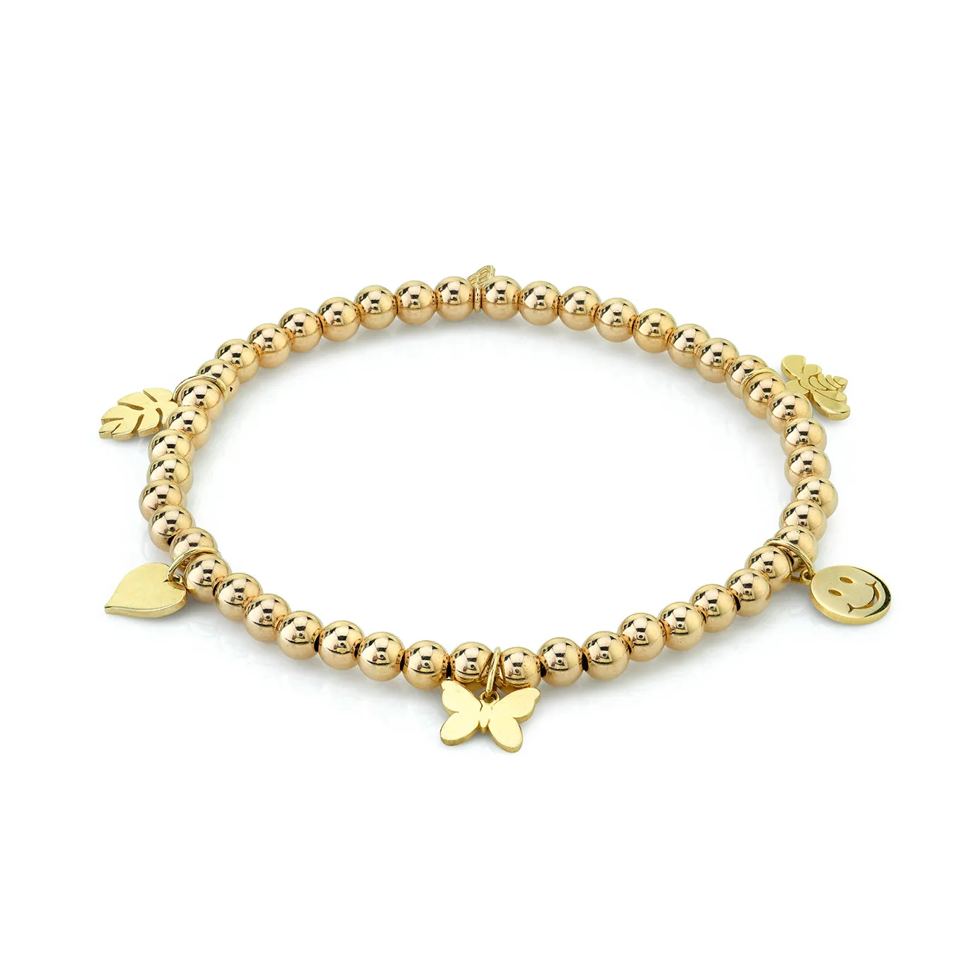 Pure Gold Tiny Multi-Charm on Gold Beads