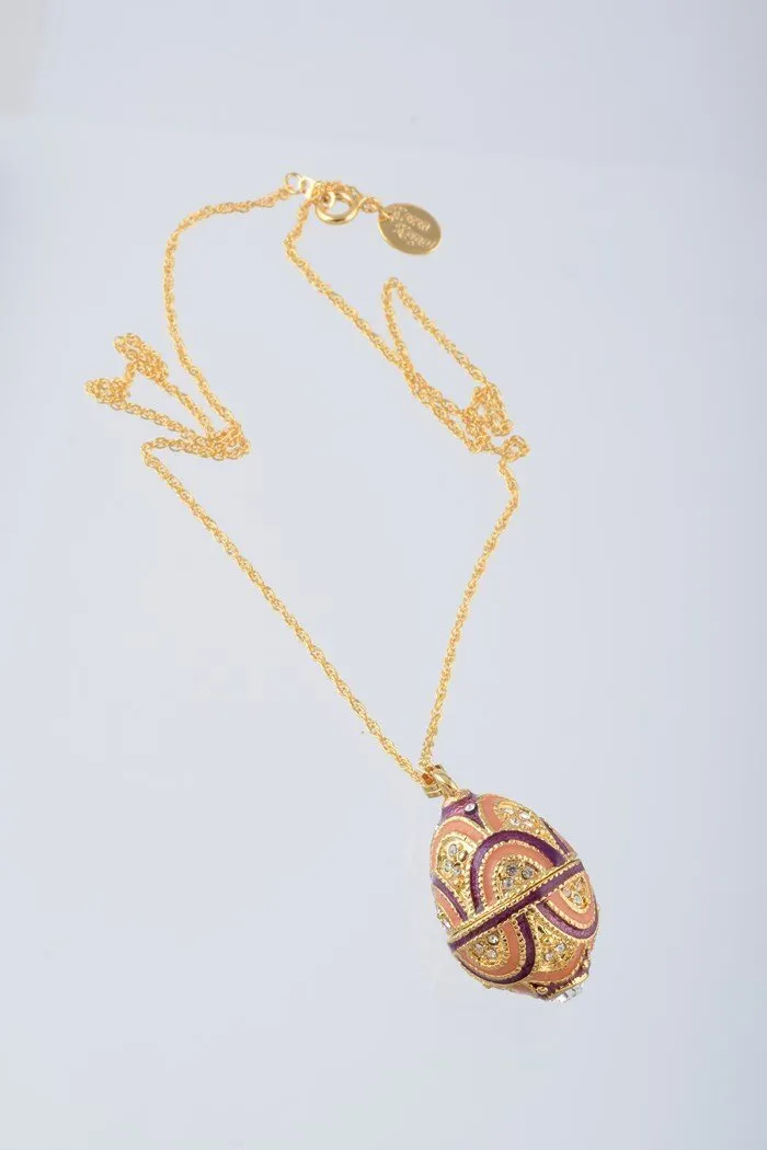 Purple & Peach Egg Pendant Necklace
