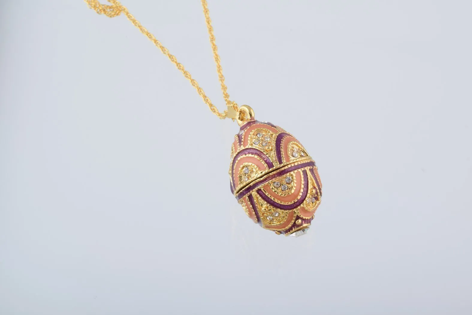Purple & Peach Egg Pendant Necklace