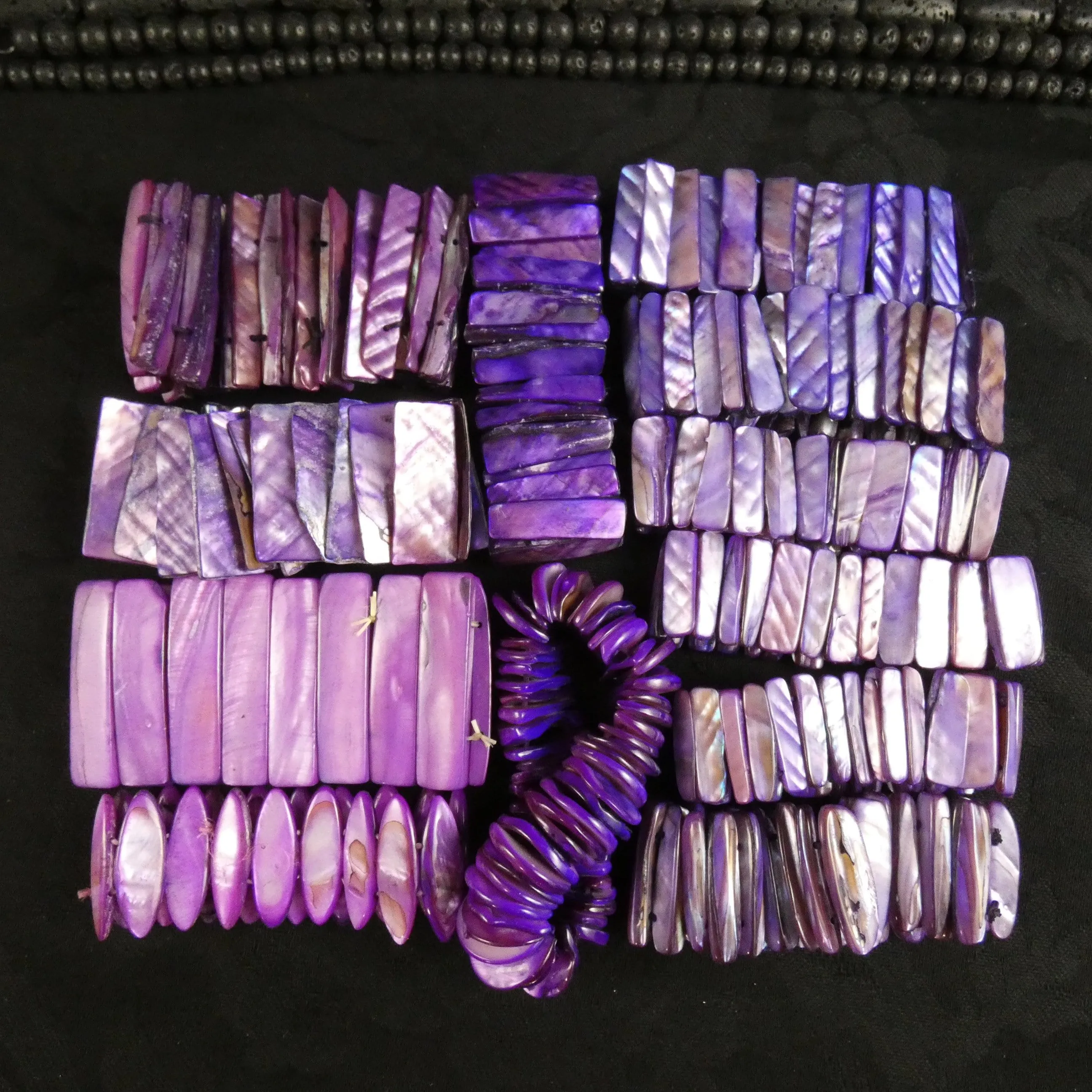 Purple Mother of Pearl Stretch Bracelets (Dyed) (Various)