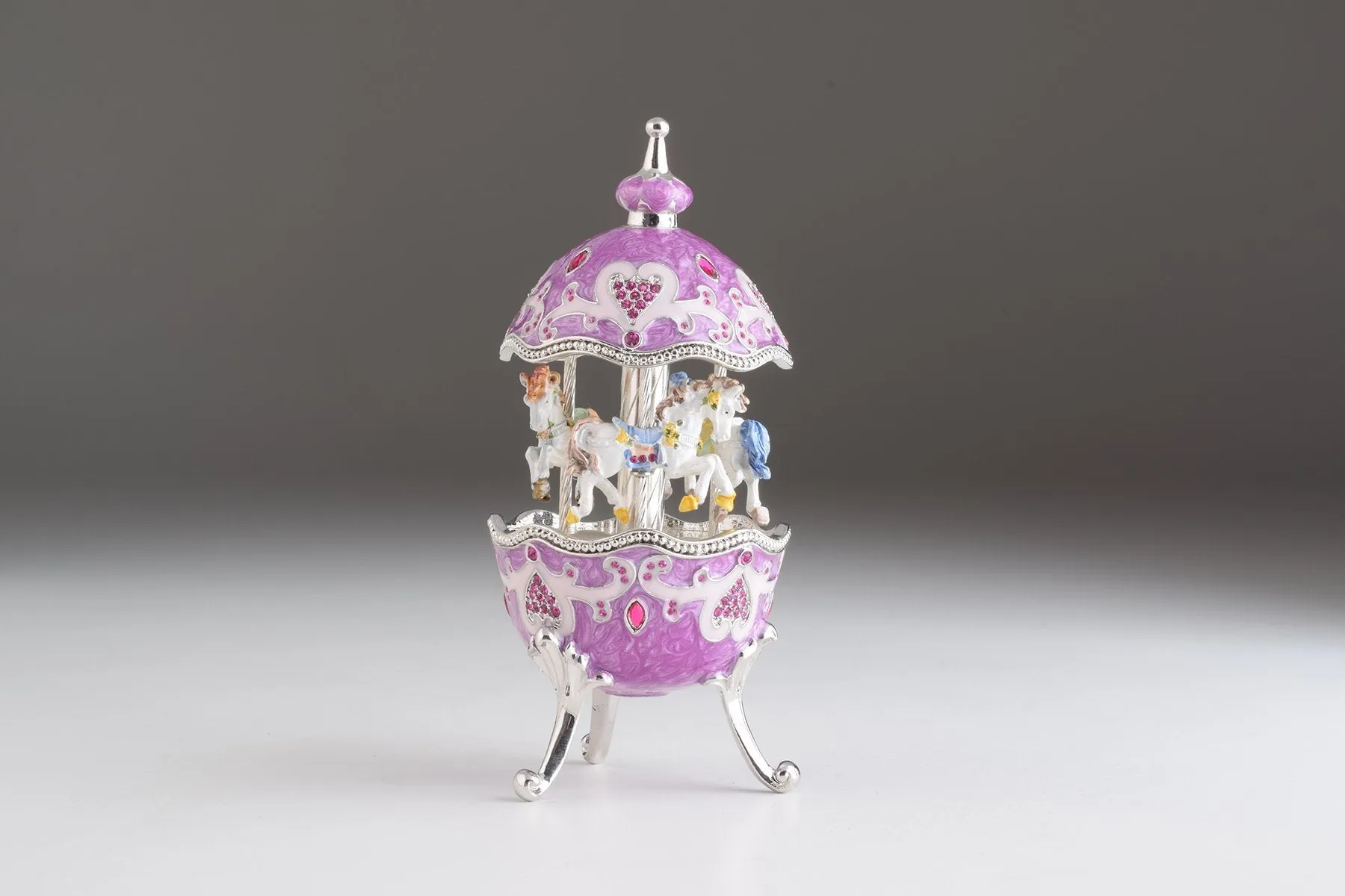 Purple Wind up Musical Carousel Faberge Egg