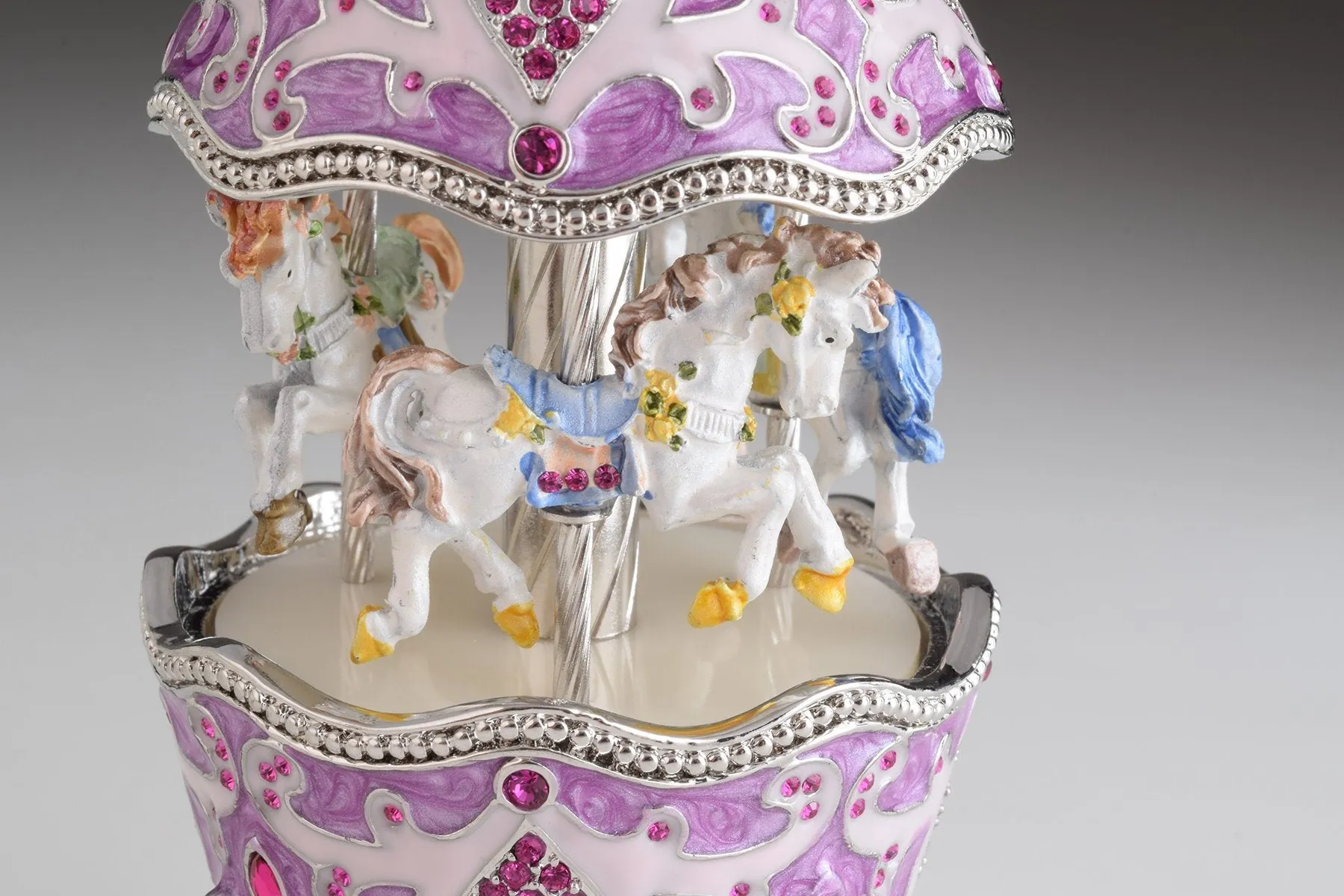 Purple Wind up Musical Carousel Faberge Egg