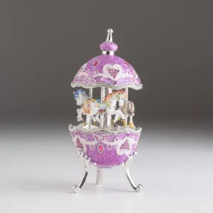 Purple Wind up Musical Carousel Faberge Egg