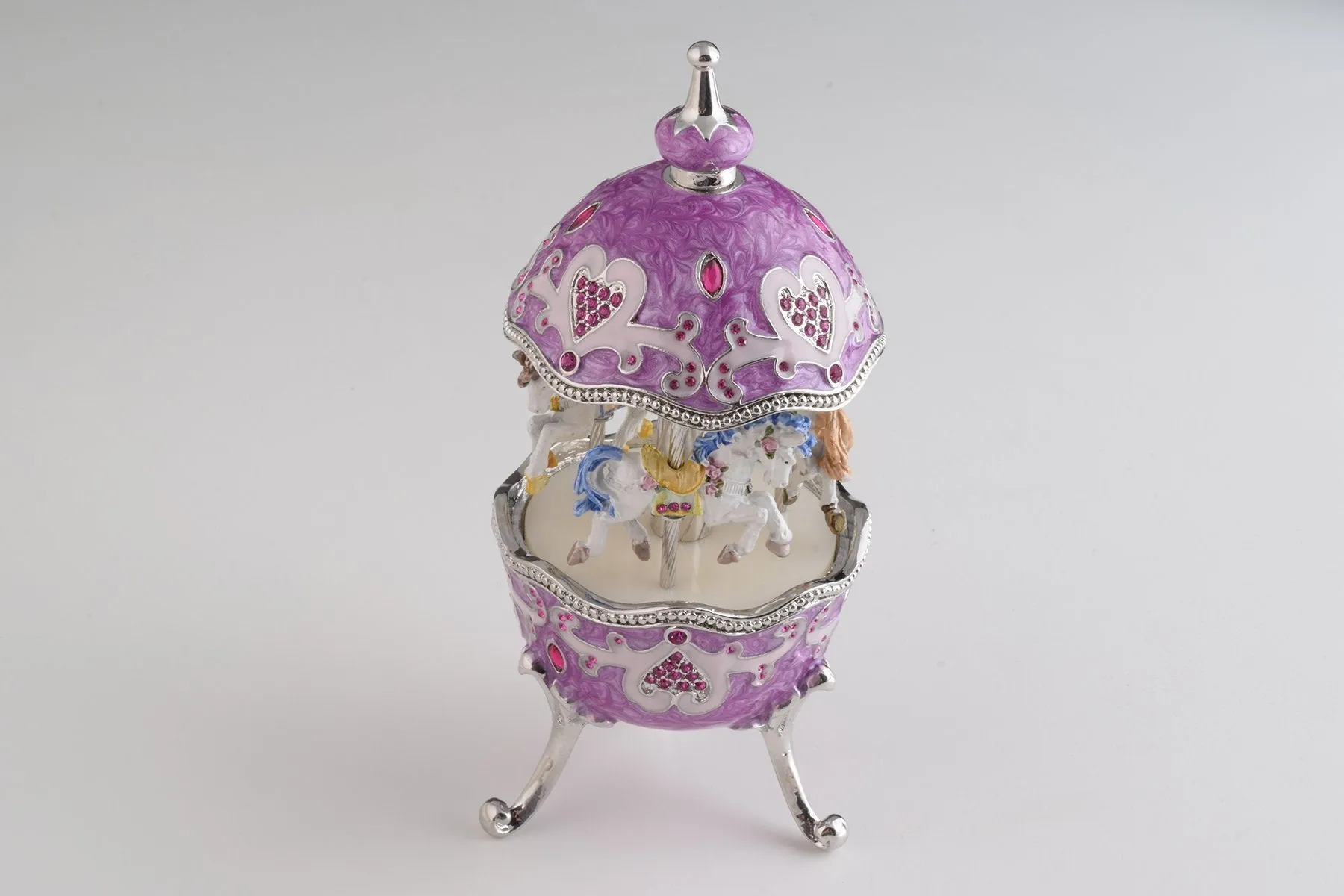 Purple Wind up Musical Carousel Faberge Egg