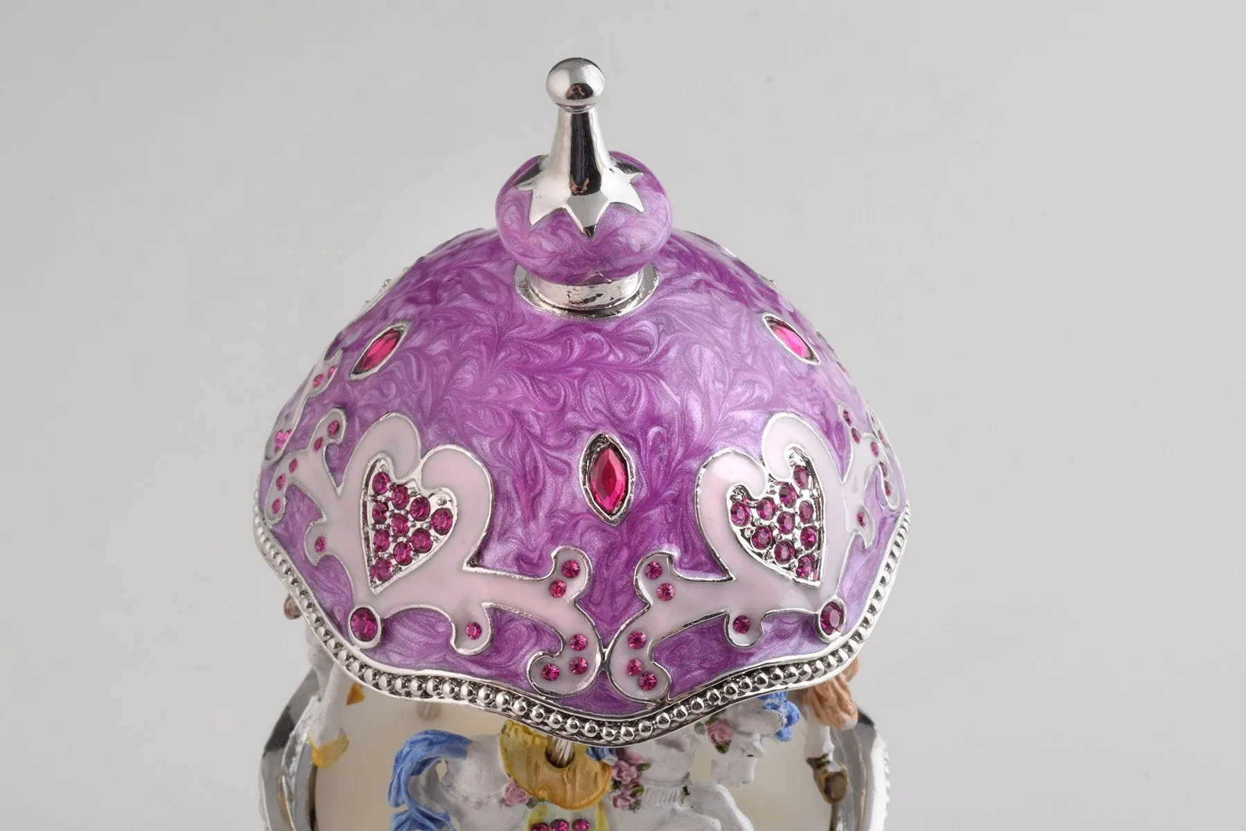 Purple Wind up Musical Carousel Faberge Egg