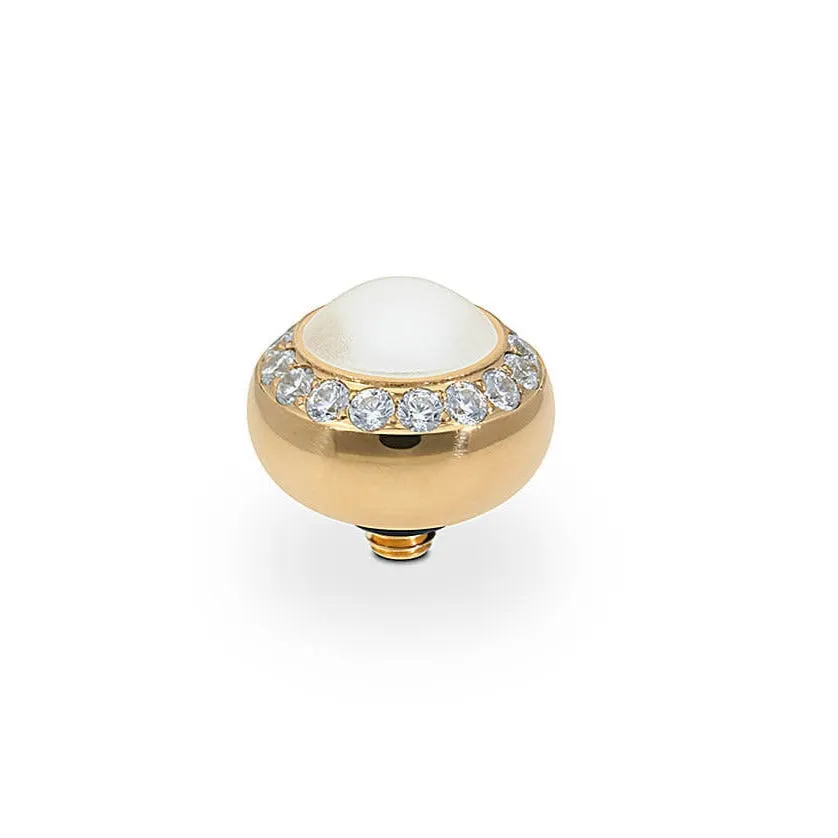 Qudo Tondo Deluxe 10mm Gold Topper - White Pearl