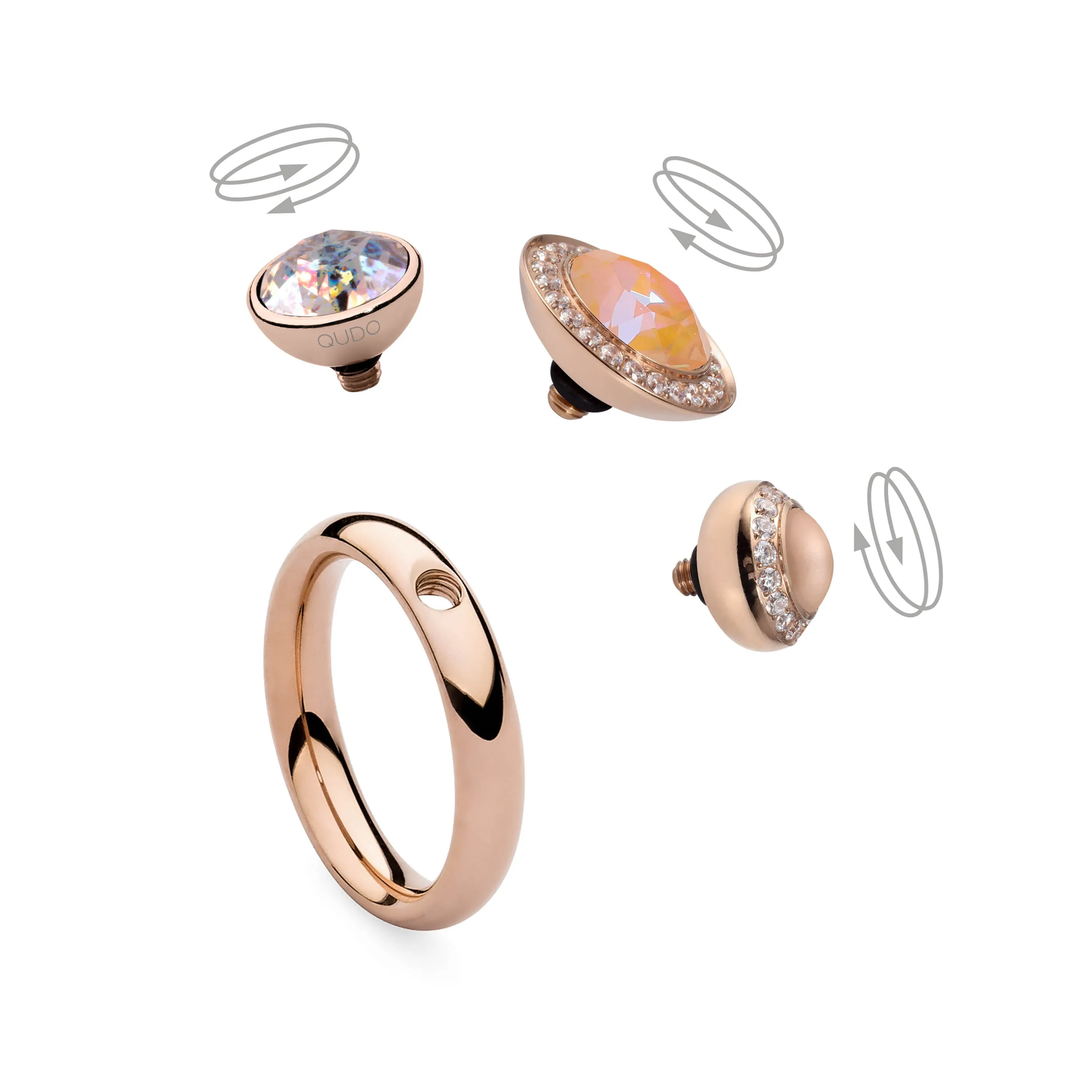 Qudo Tondo Deluxe 10mm Rose Gold Topper - Cream Pearl