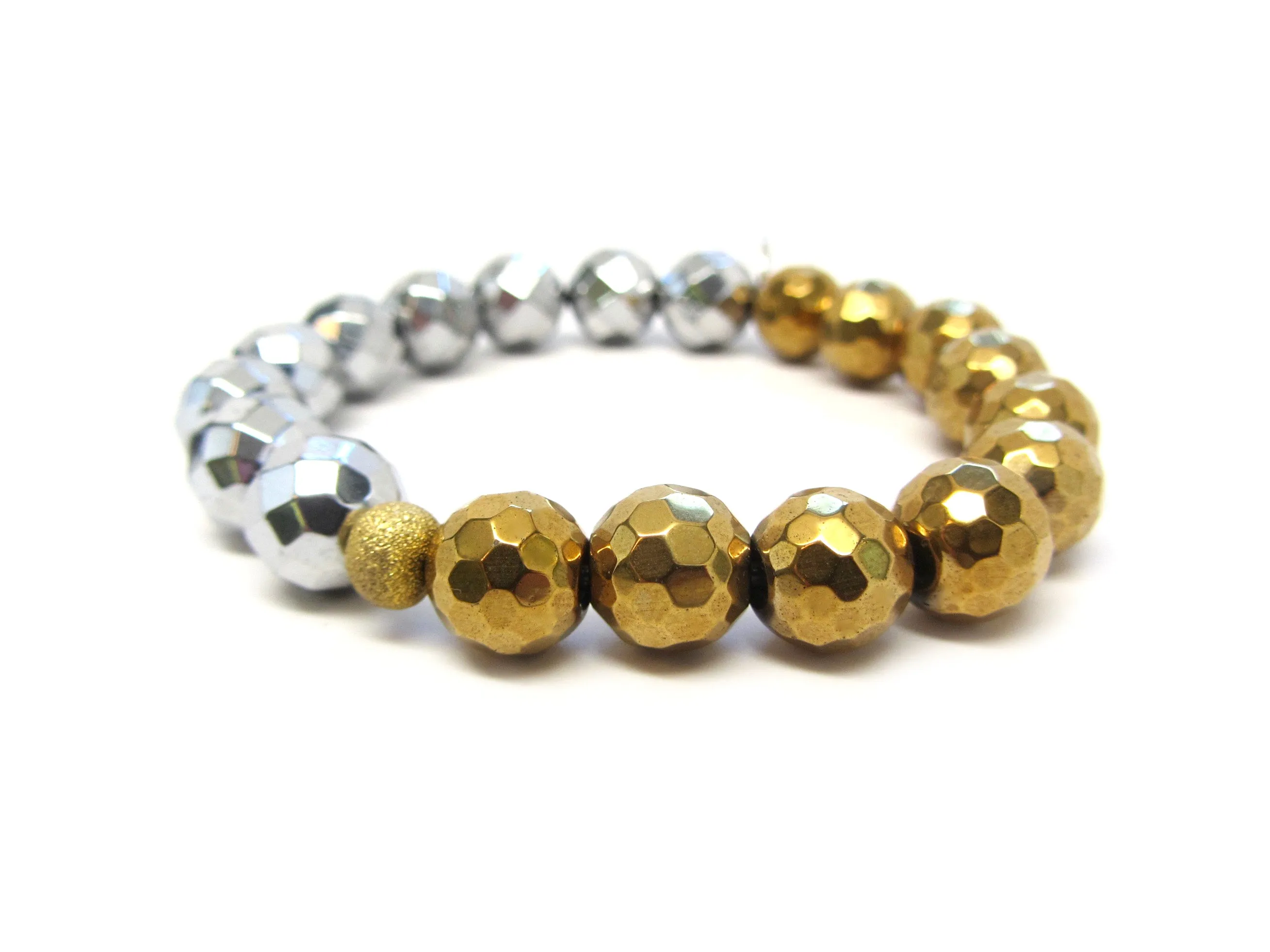Rachel Half Silver, Half Gold Hematite Bracelet