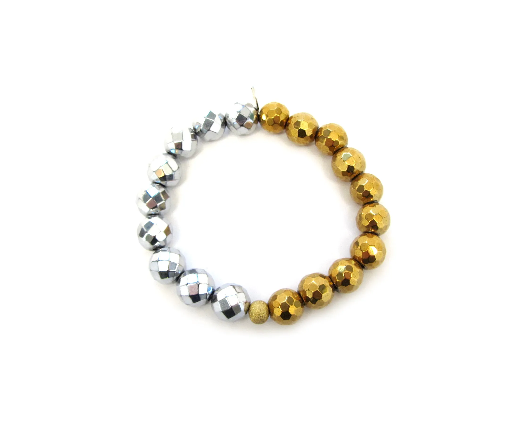 Rachel Half Silver, Half Gold Hematite Bracelet